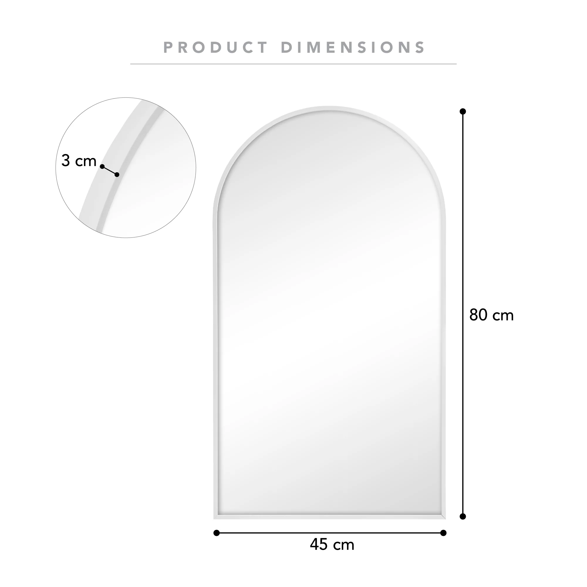 Naomi 80cm Arched Wall Mirror White - Image 3