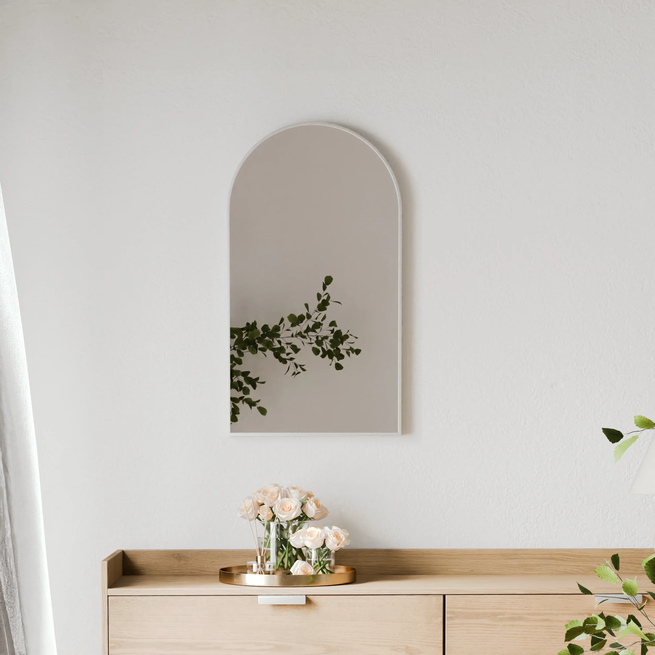 Naomi 80cm Arched Wall Mirror White - Image 4