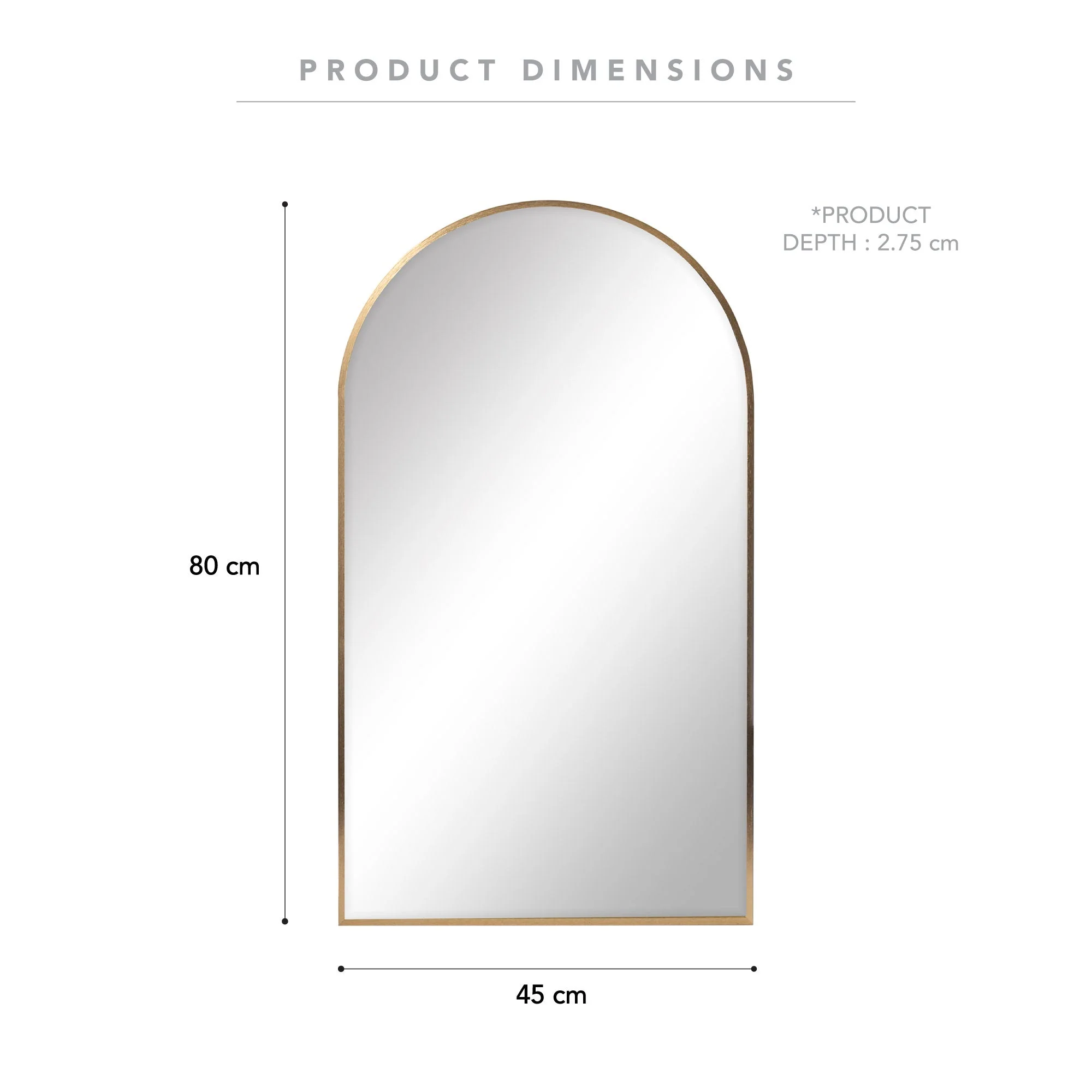 Naomi 80cm Arched Wall Mirror Gold - Image 3