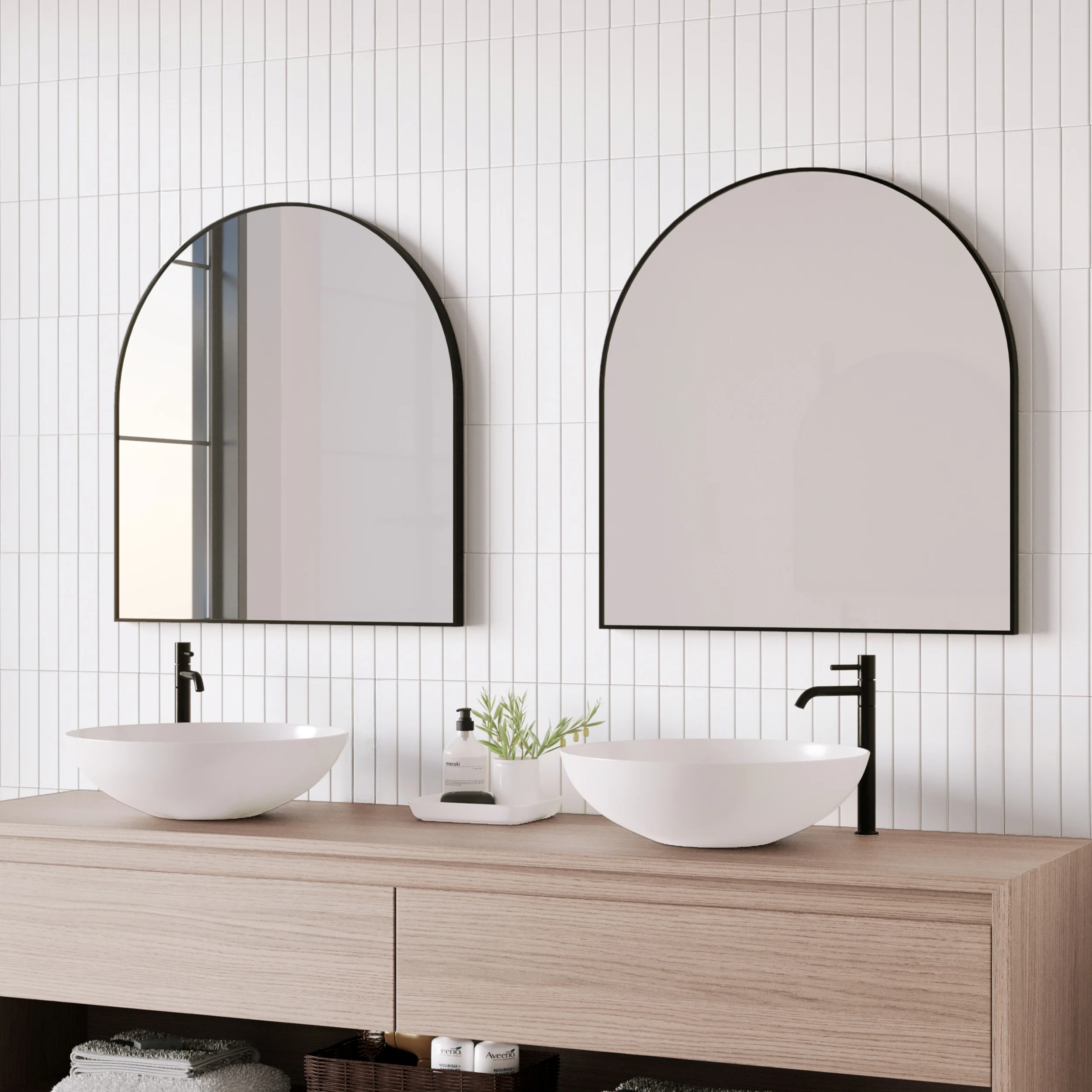 Naomi 85cm Large Arch Mirror Black (Set of 2) - Image 2