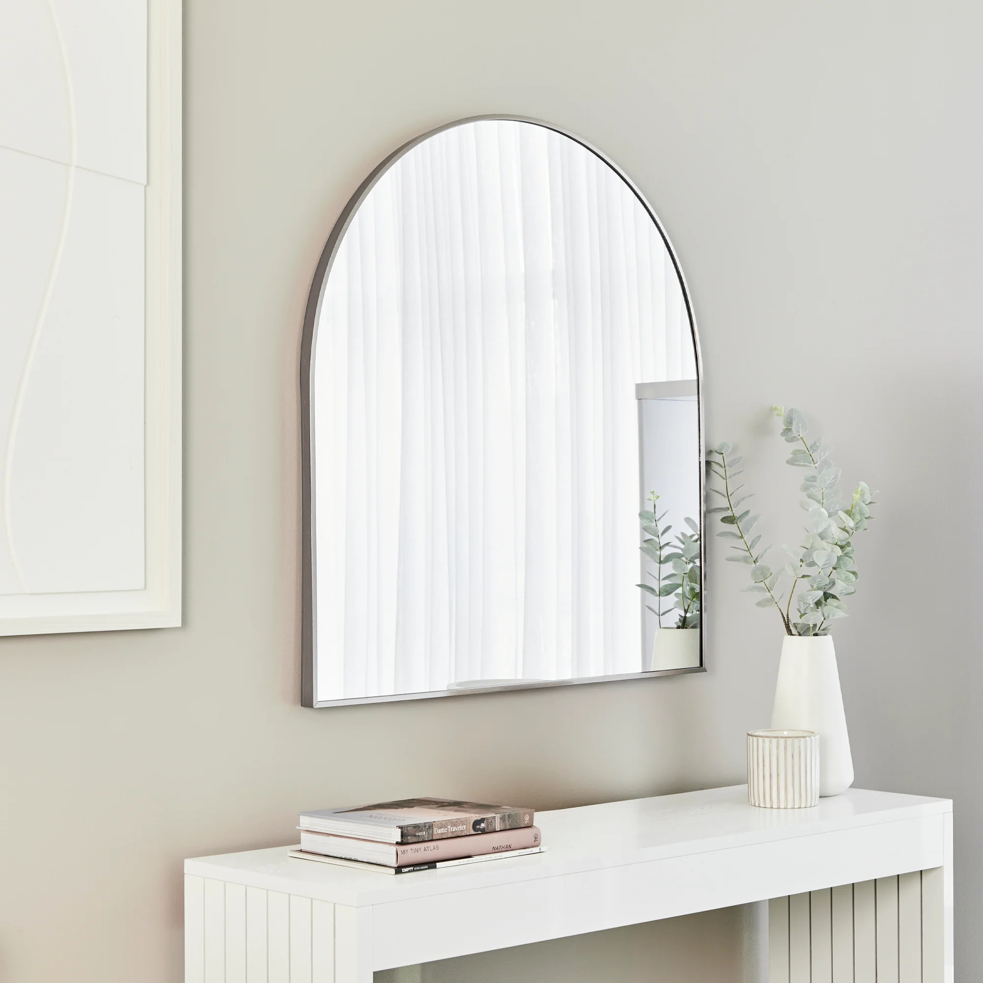 Naomi 85cm Large Arch Mirror Gun Metal Grey - Image 4