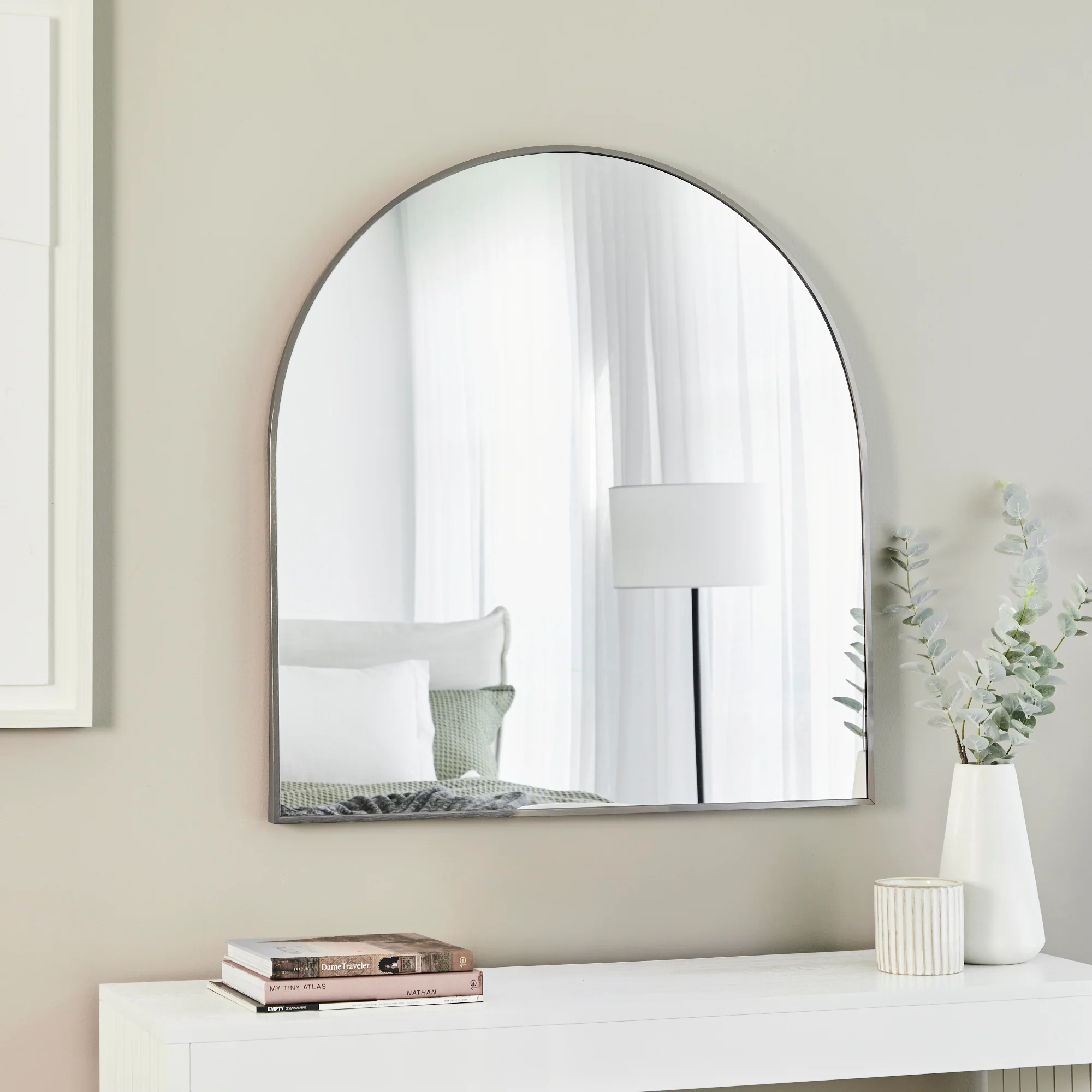 Naomi 85cm Large Arch Mirror Gun Metal Grey - Image 8
