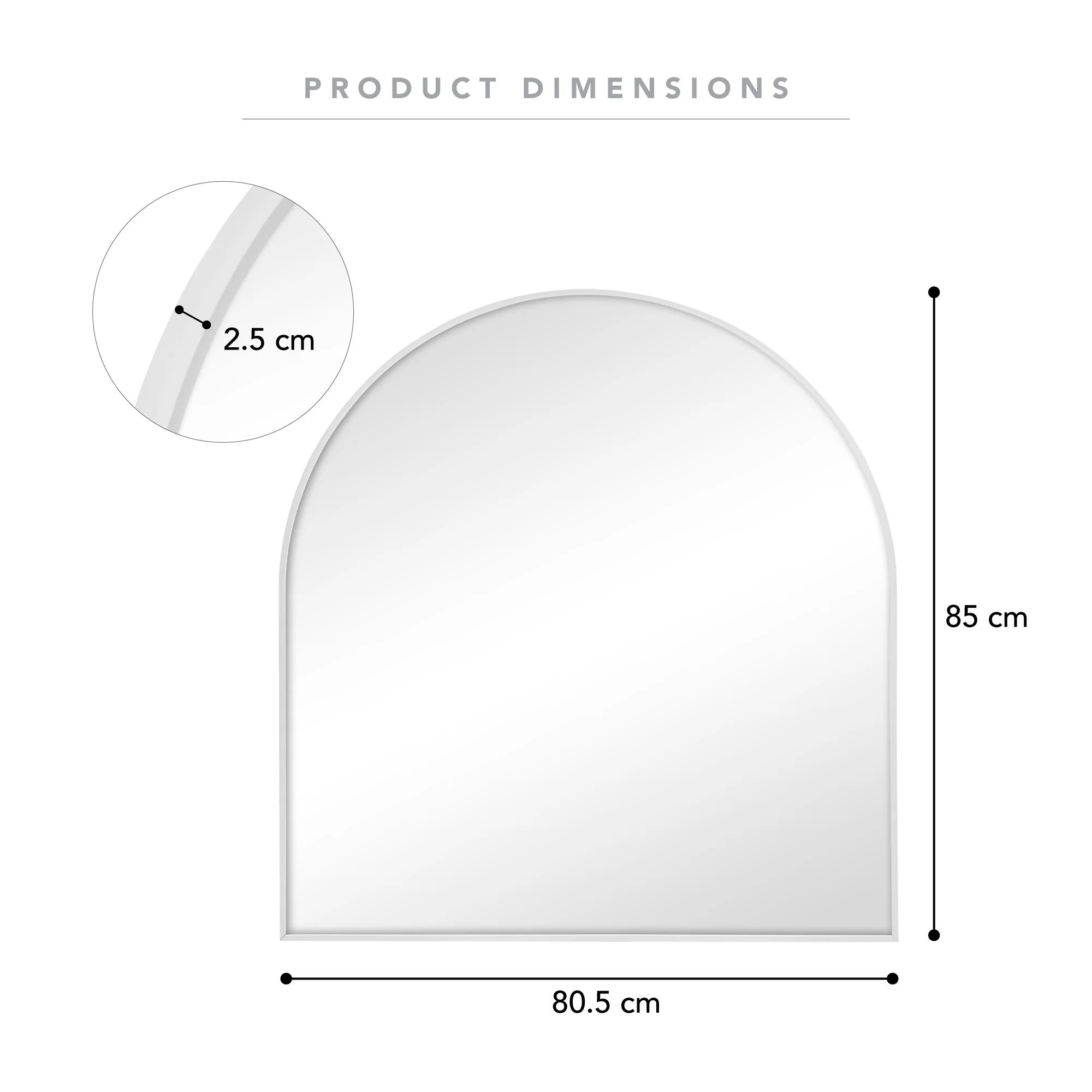Naomi 85cm Large Arch Mirror White - Image 4