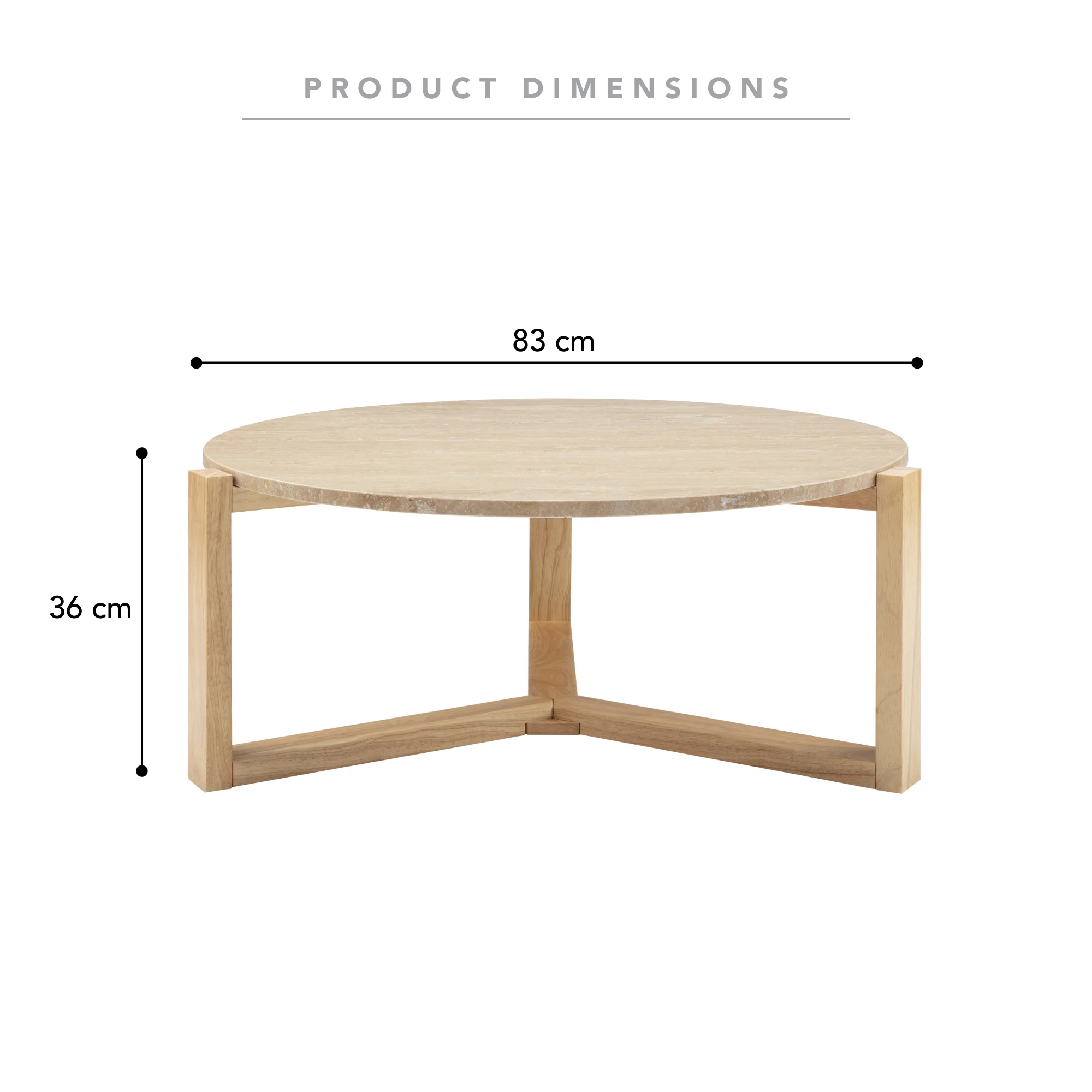 Neith 83cm Real Travertine Coffee Table Natural - Image 3