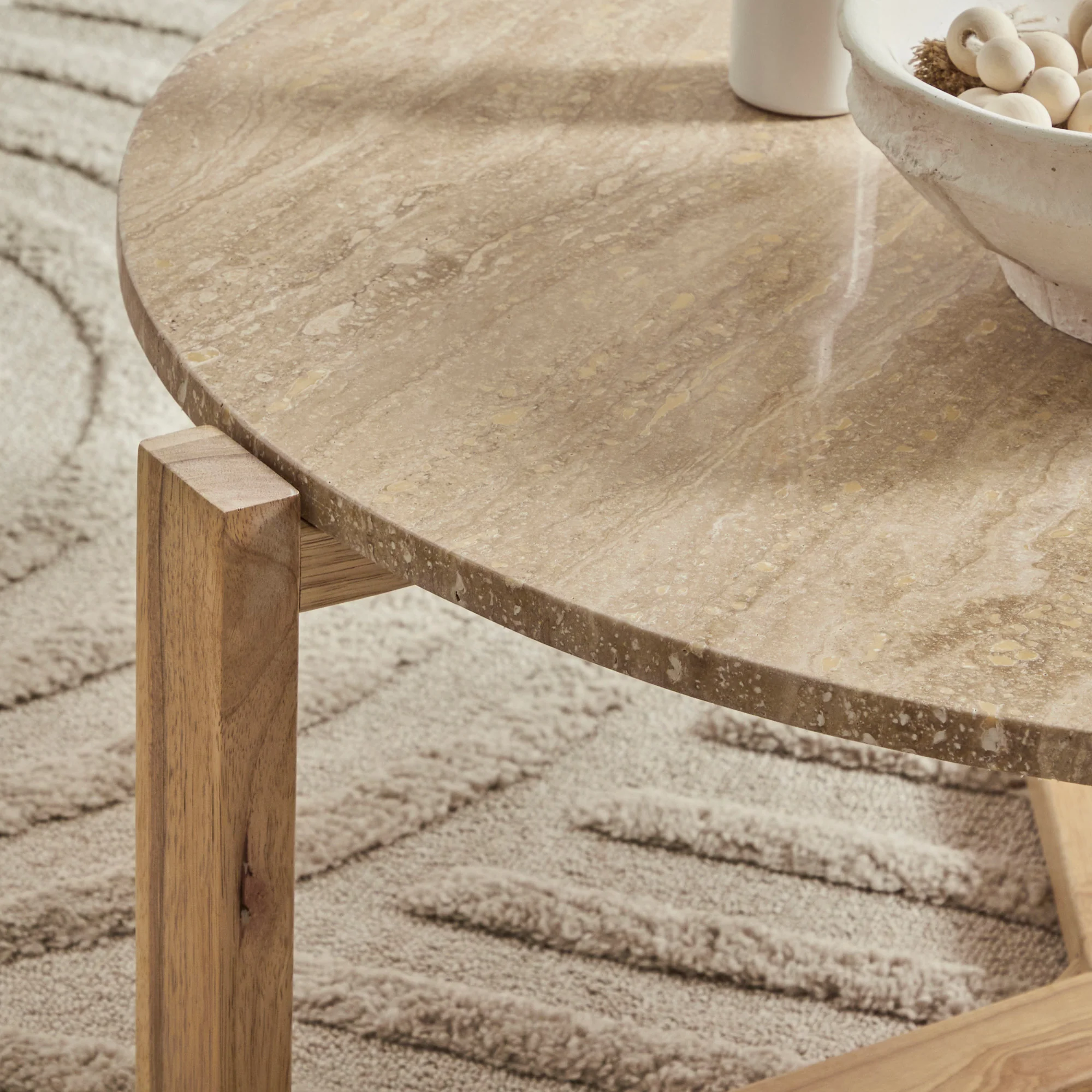 Neith 83cm Real Travertine Coffee Table Natural - Image 4