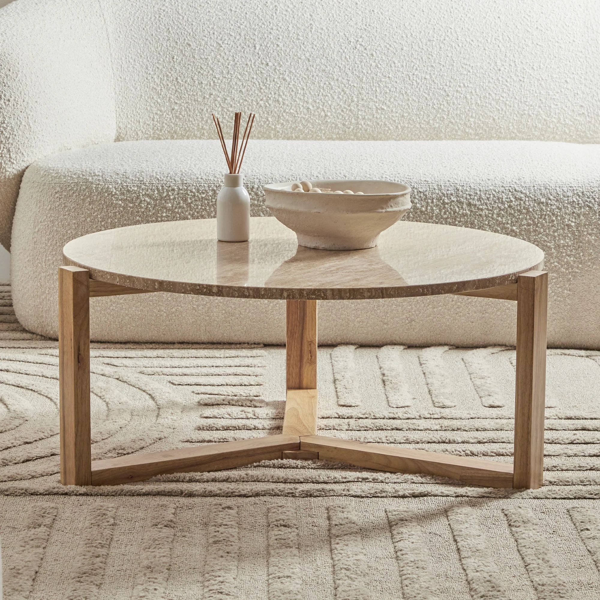 Neith 83cm Real Travertine Coffee Table Natural - Image 5