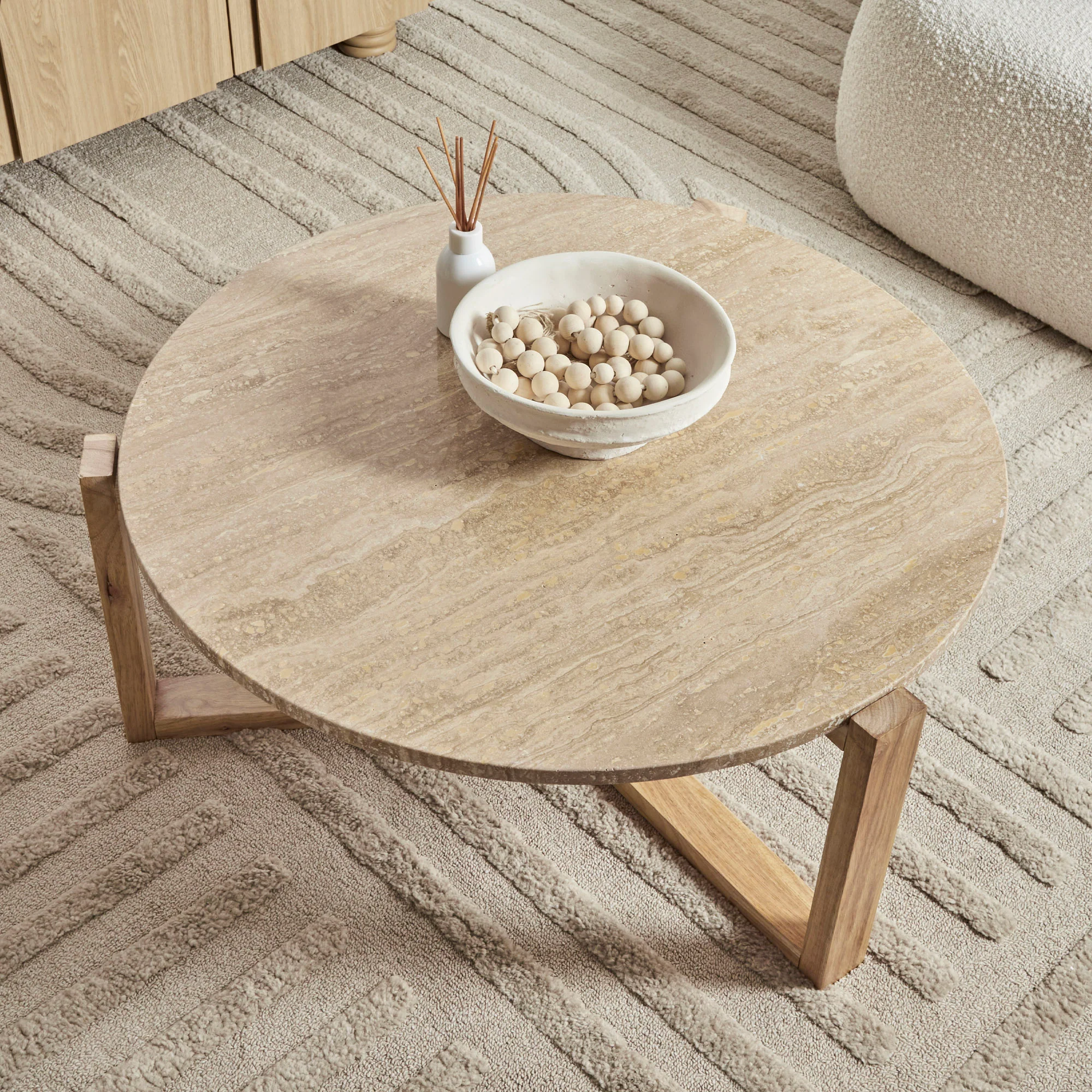 Neith 83cm Real Travertine Coffee Table Natural - Image 6