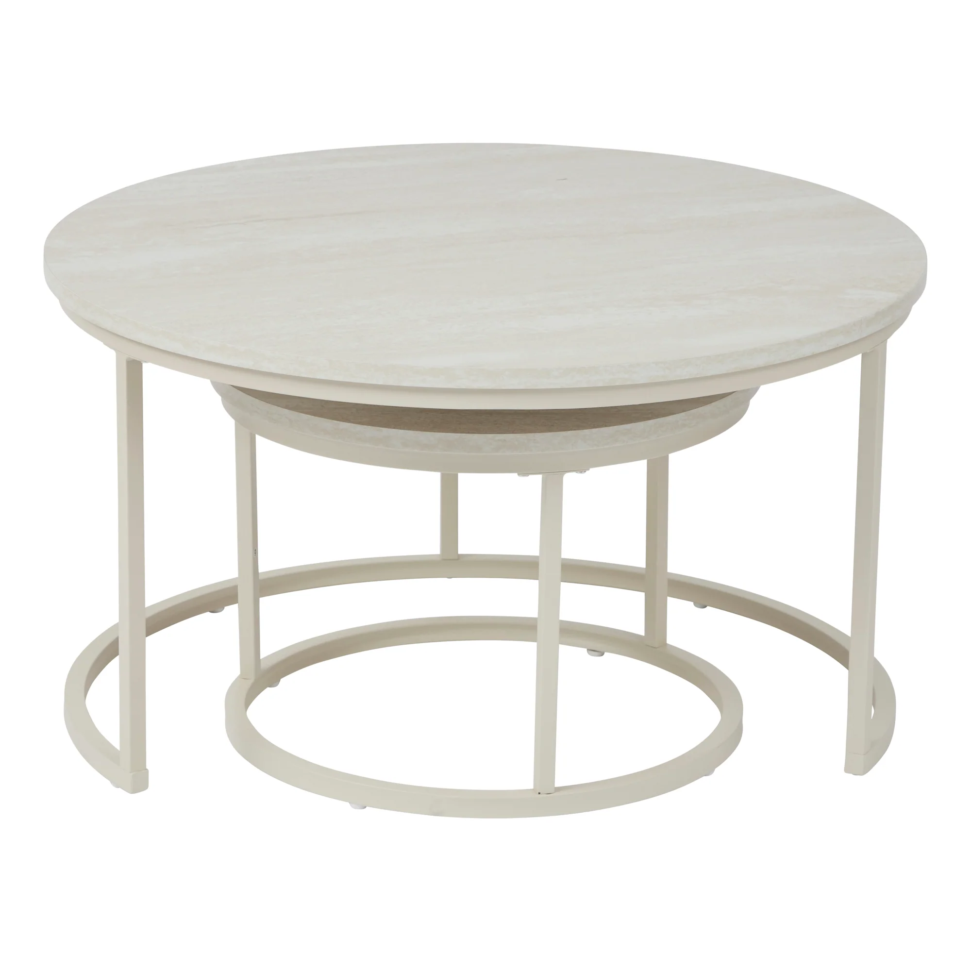 Nesting Sonoma Coffee Tables Set of 2 Travertine Look - Image 10