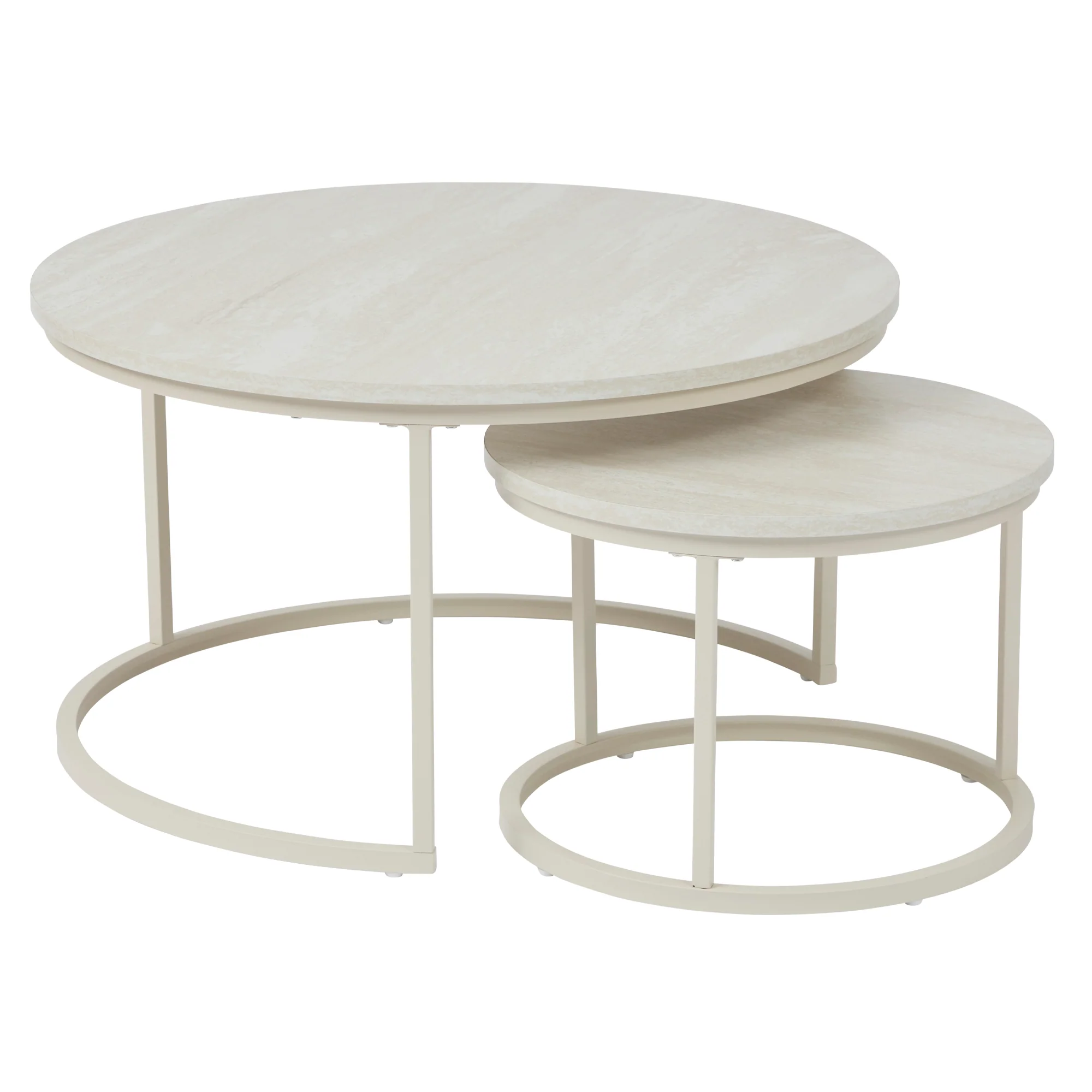 Nesting Sonoma Coffee Tables Set of 2 Travertine Look - Image 2