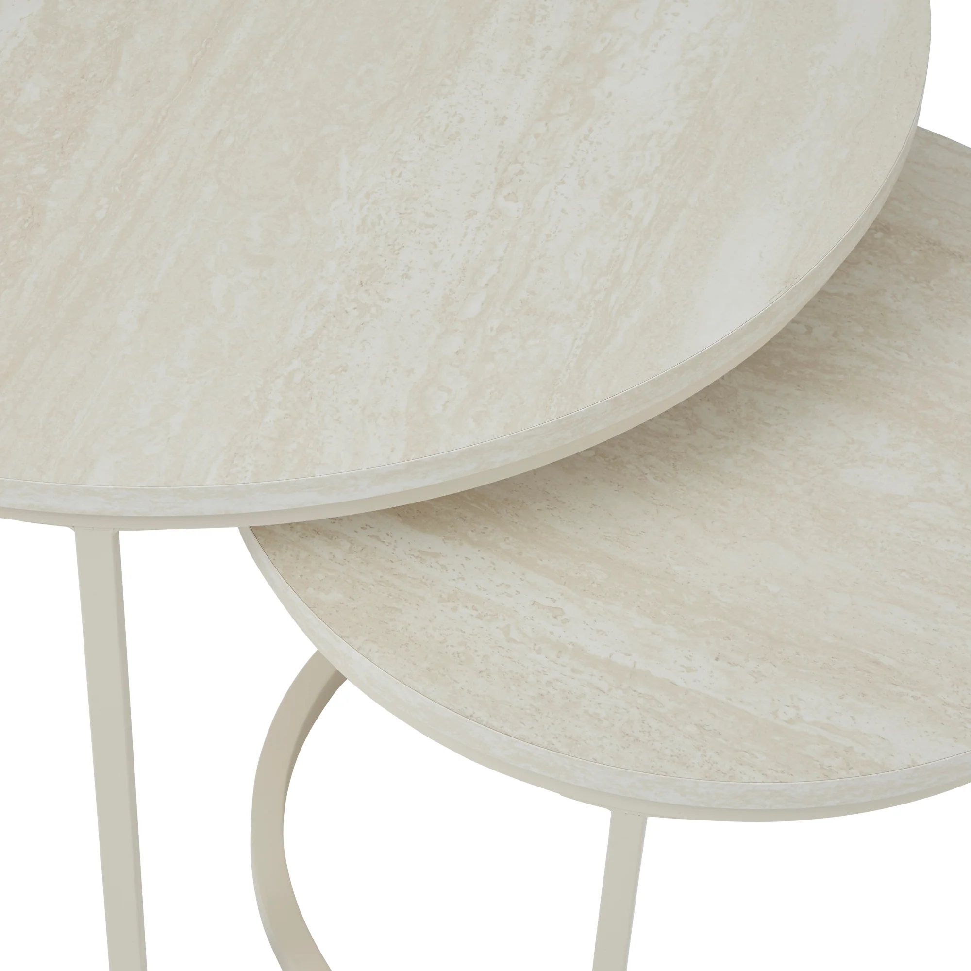 Nesting Sonoma Coffee Tables Set of 2 Travertine Look - Image 8
