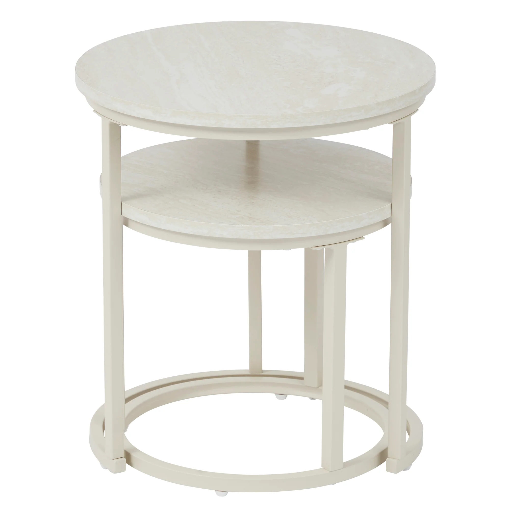 Waterfall Sonoma Side Tables Set of 2 Travertine Look - Image 12
