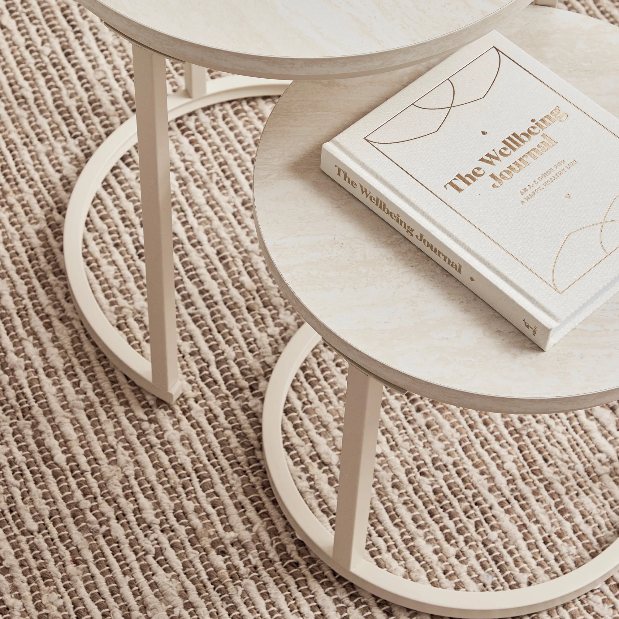 Waterfall Sonoma Side Tables Set of 2 Travertine Look - Image 4
