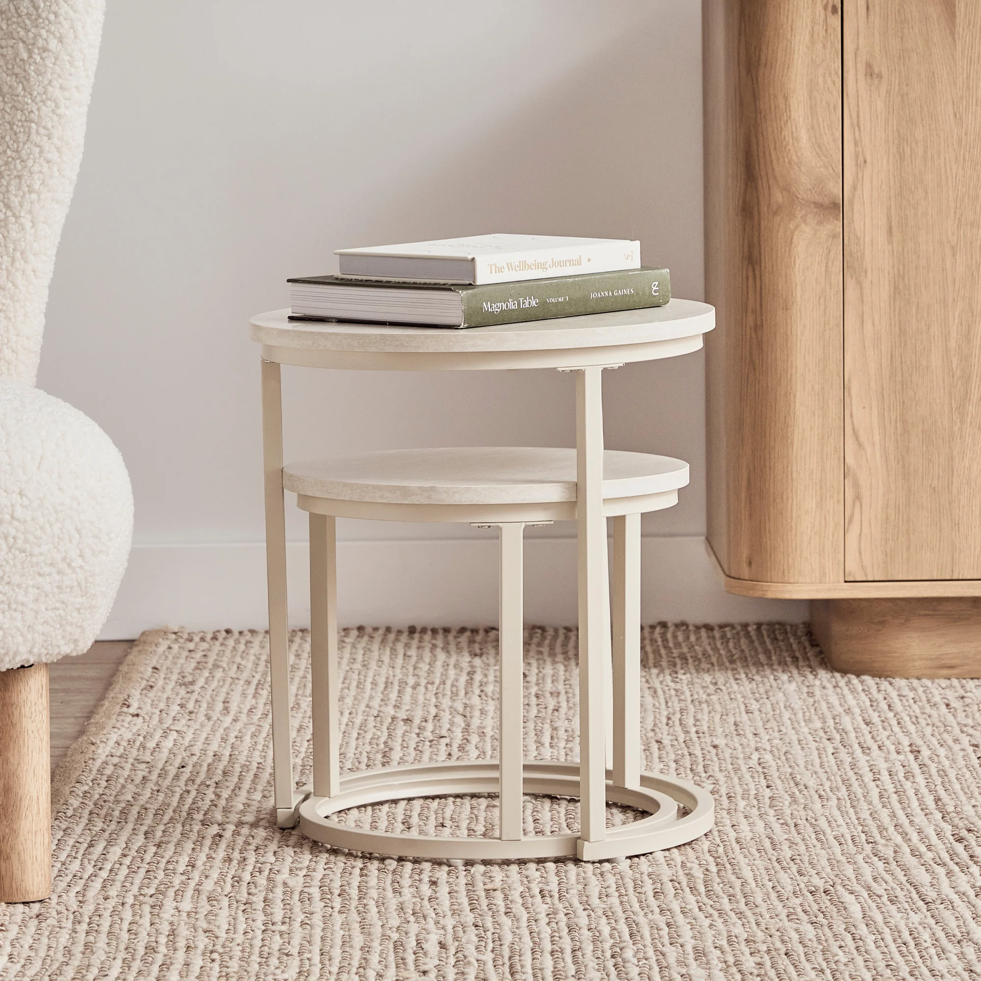 Waterfall Sonoma Side Tables Set of 2 Travertine Look - Image 5