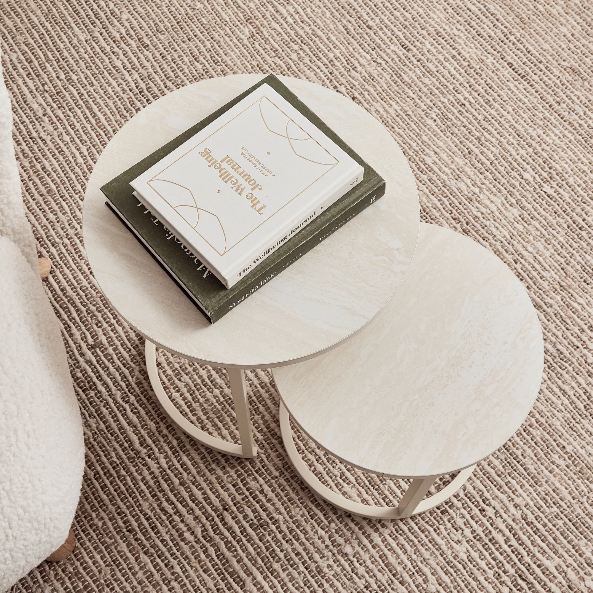 Waterfall Sonoma Side Tables Set of 2 Travertine Look - Image 6