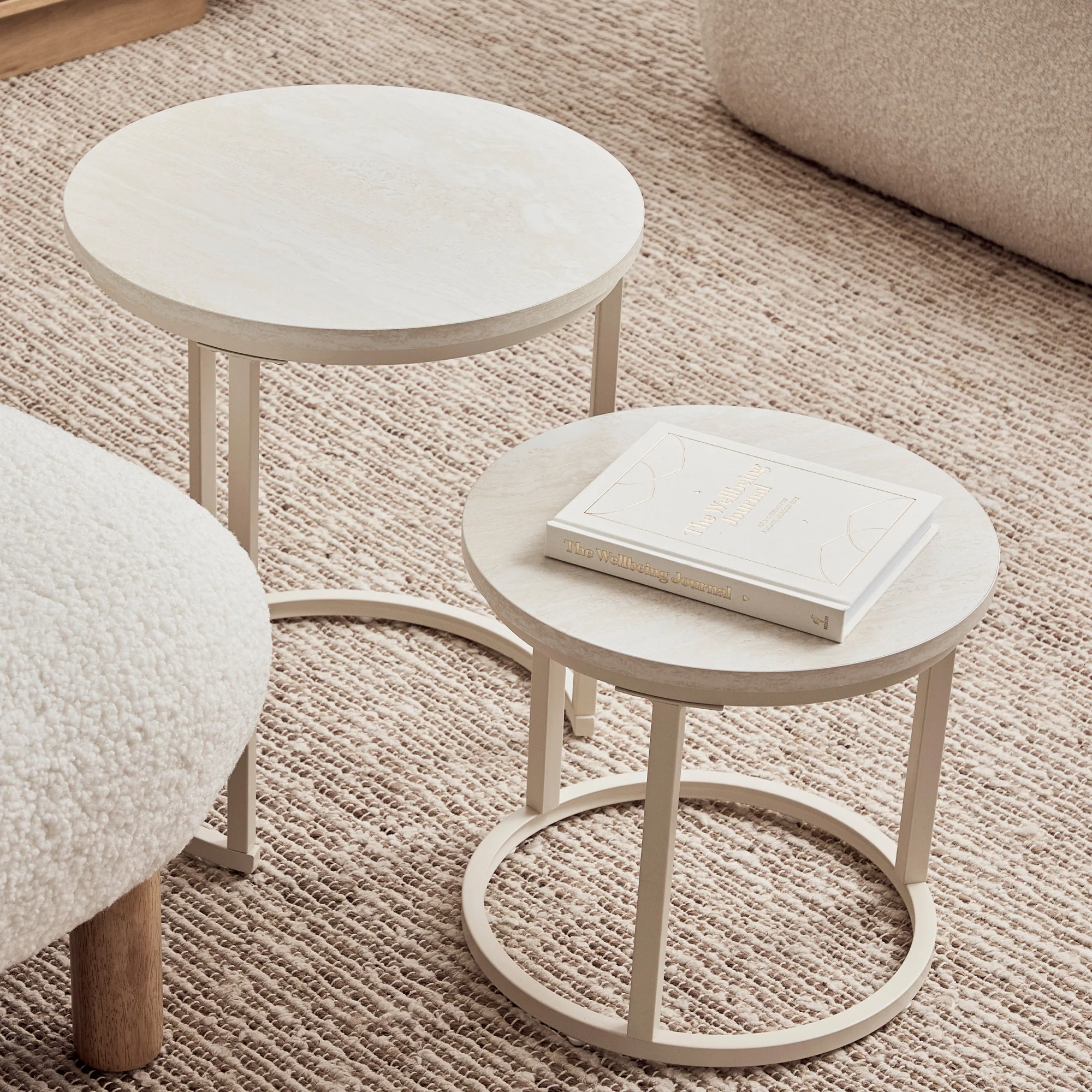 Waterfall Sonoma Side Tables Set of 2 Travertine Look - Image 7