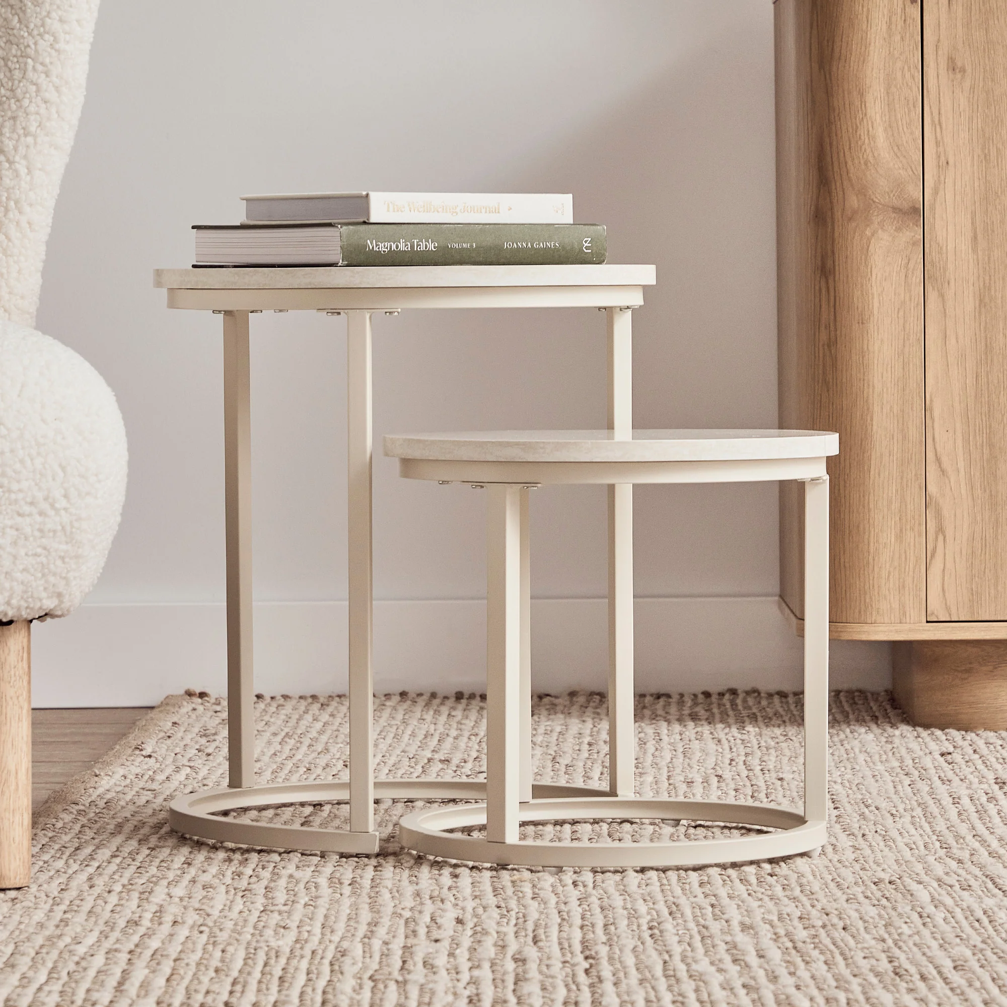 Waterfall Sonoma Side Tables Set of 2 Travertine Look - Image 8