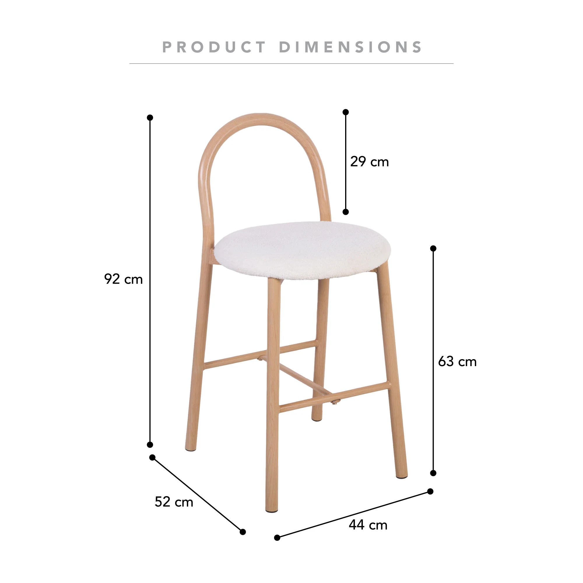 Newport Set of 2 Barstools Cream - Image 3