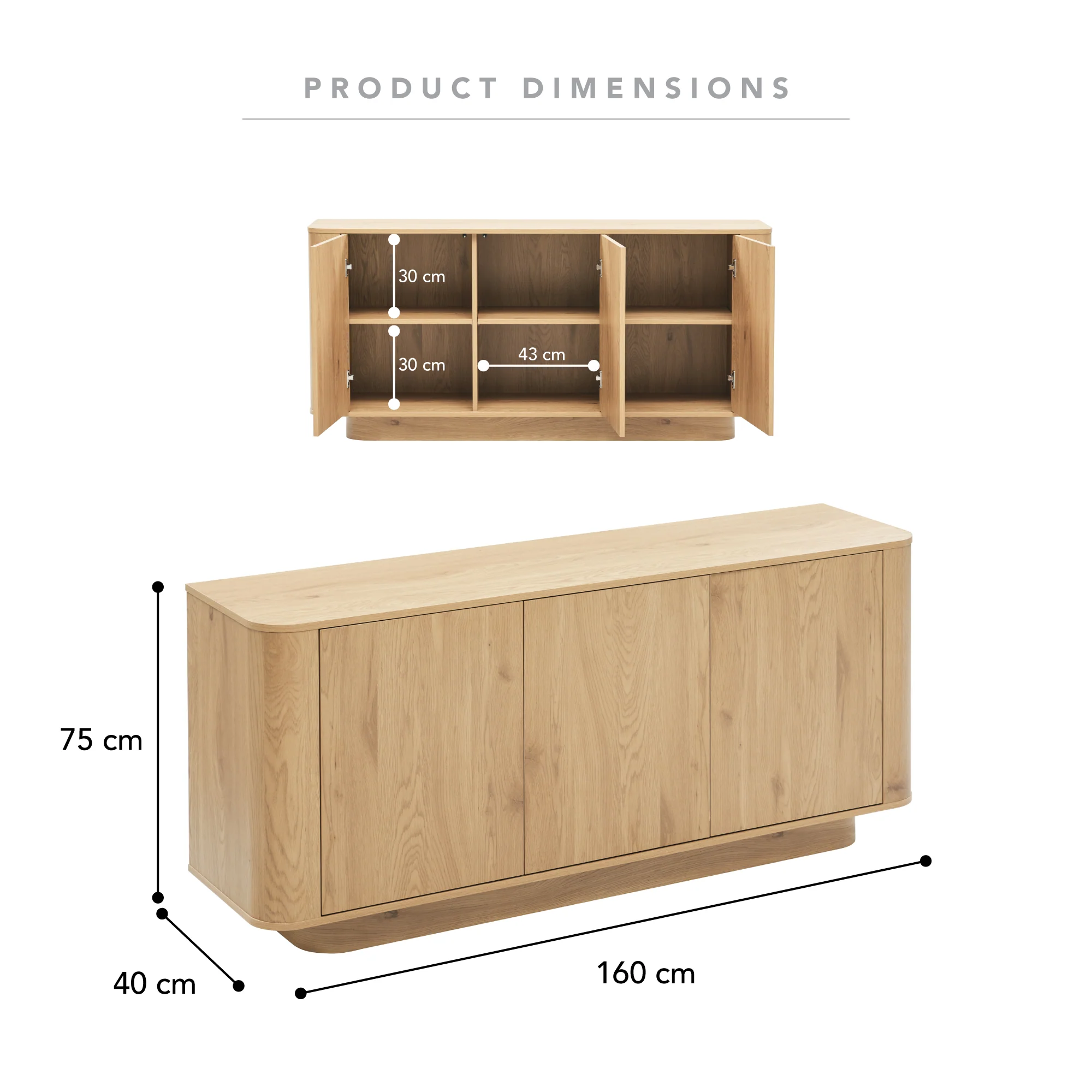Nina Buffet Oak (160cm) - Image 3