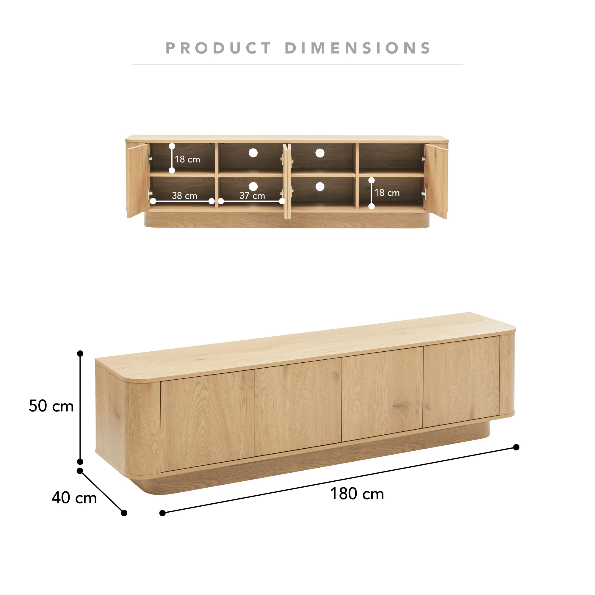 Nina Entertainment Unit Oak (180cm) - Image 3