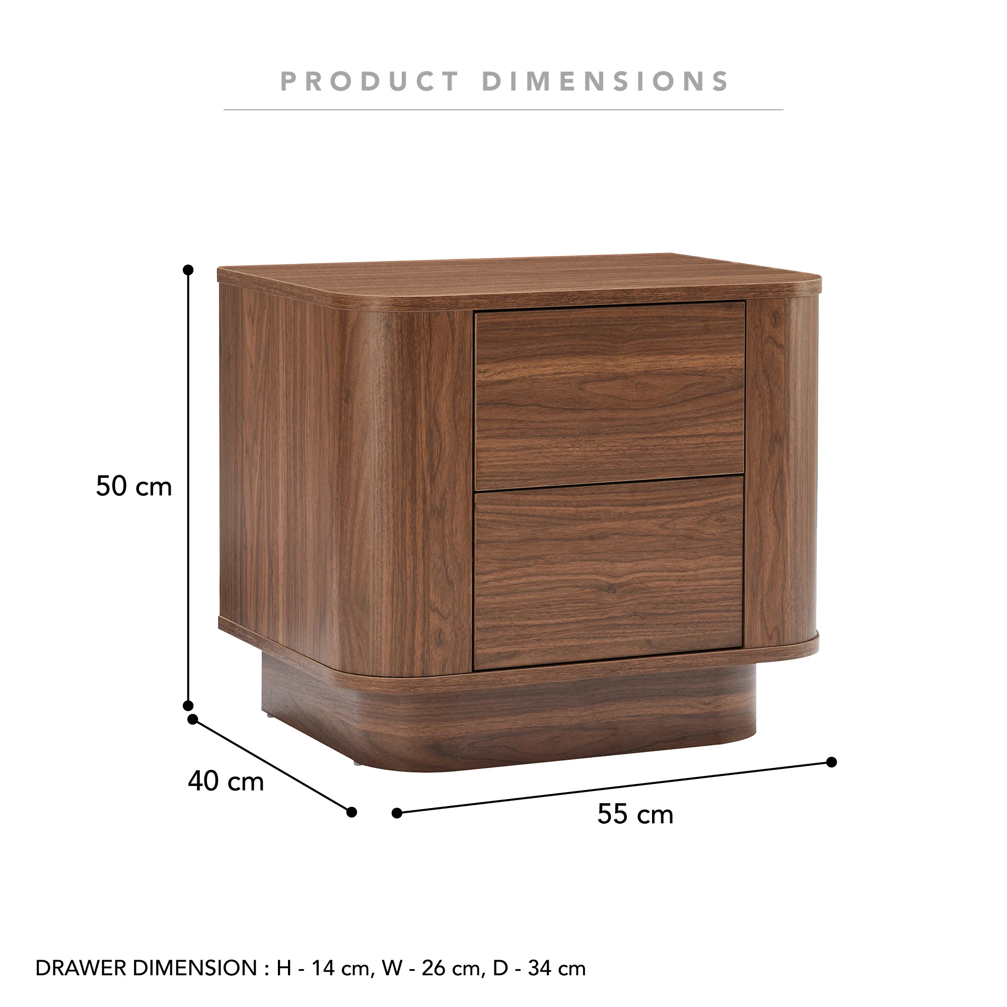Nina Bedside Table Walnut - Image 3