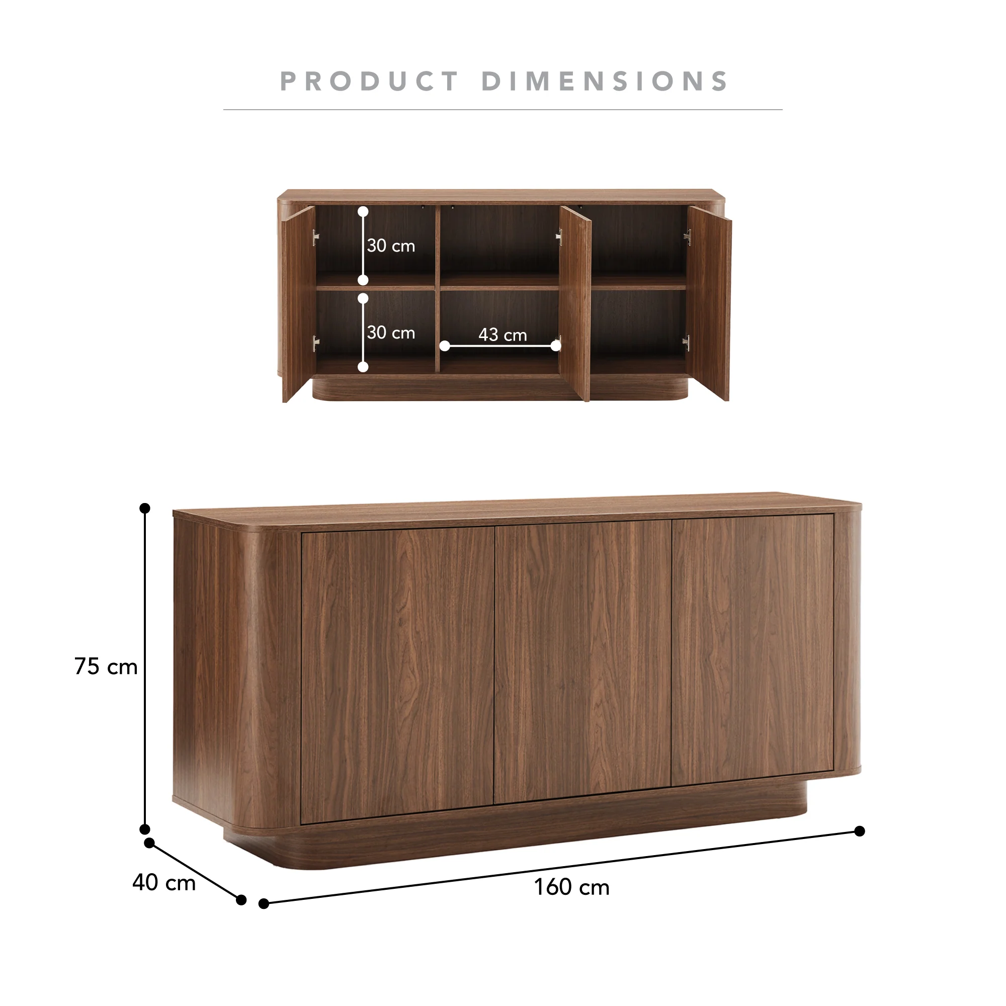 Nina Buffet Walnut (160cm) - Image 3
