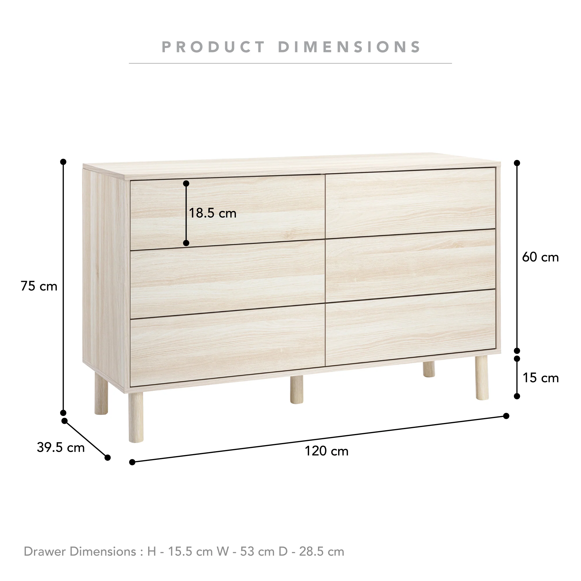 Norquay Chest of 6 Drawers Light Oak - Image 3