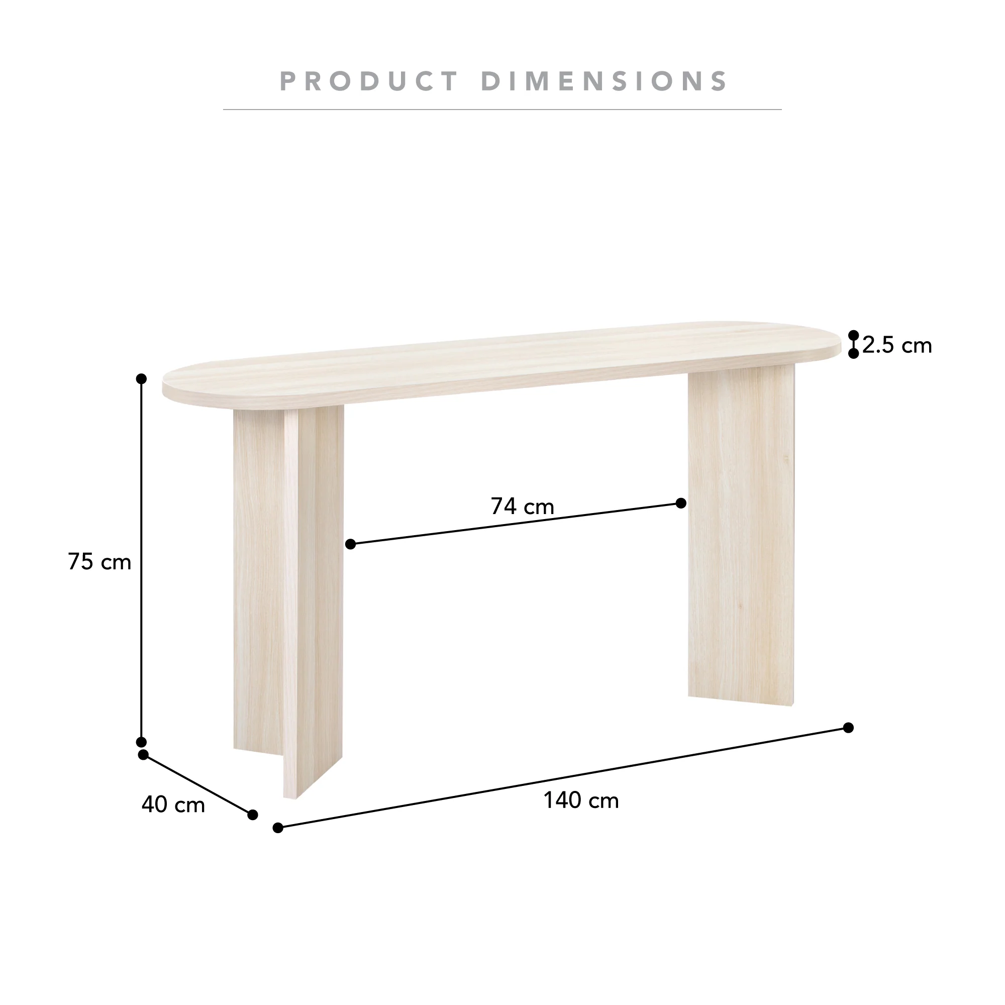 Norquay Console Table Light Oak (140cm) - Image 3