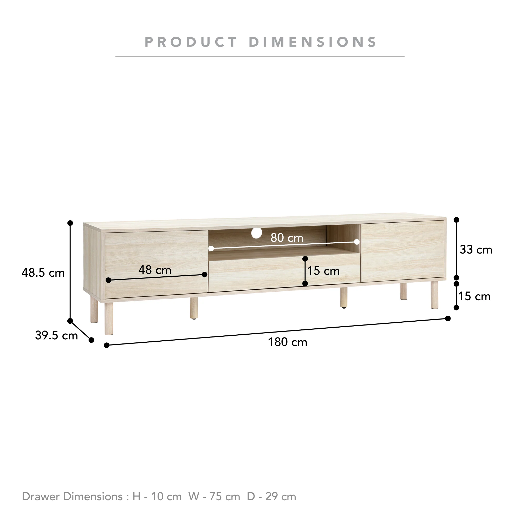 Norquay Entertainment Unit Light Oak (180cm) - Image 3