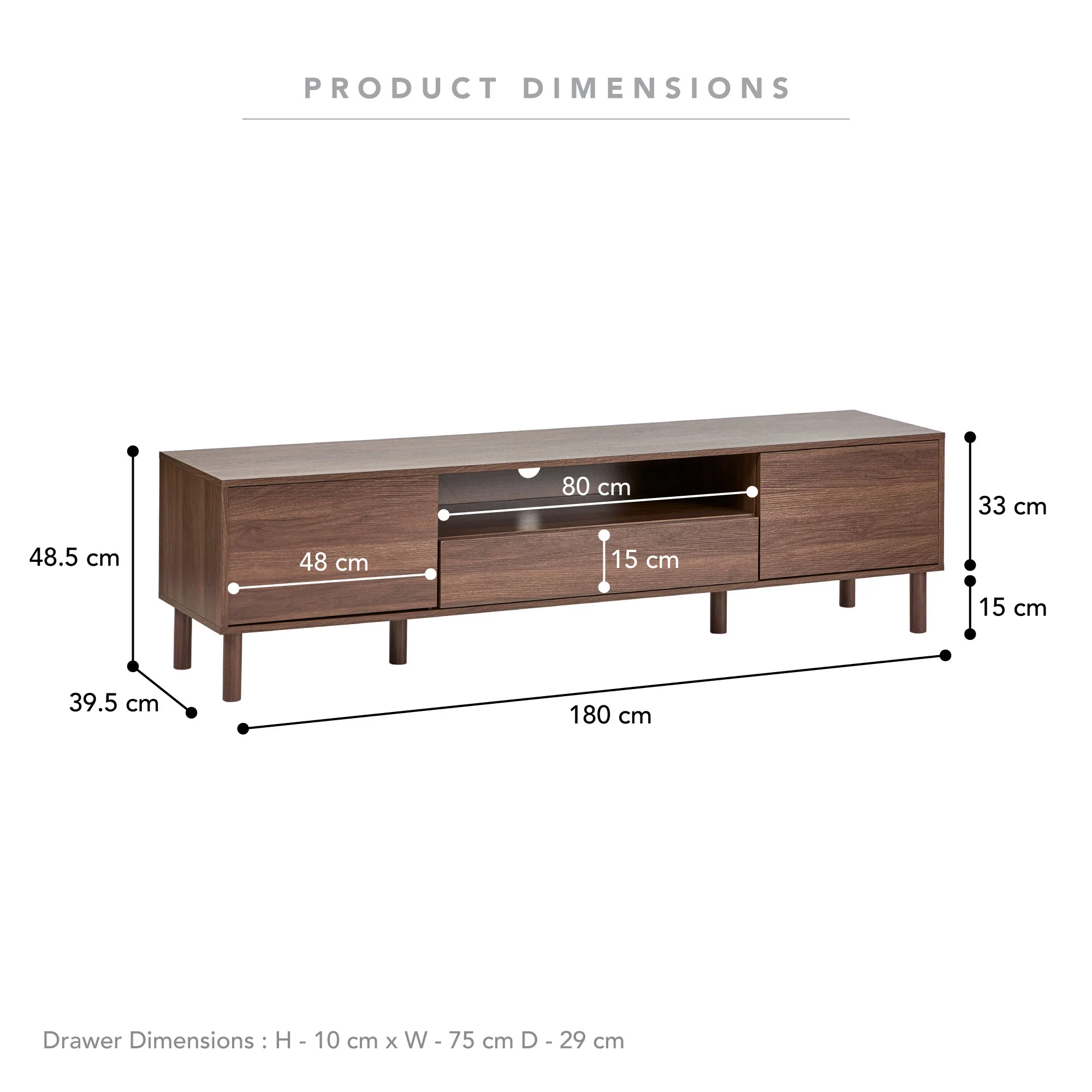 Norquay Entertainment Unit Walnut (180cm) - Image 3
