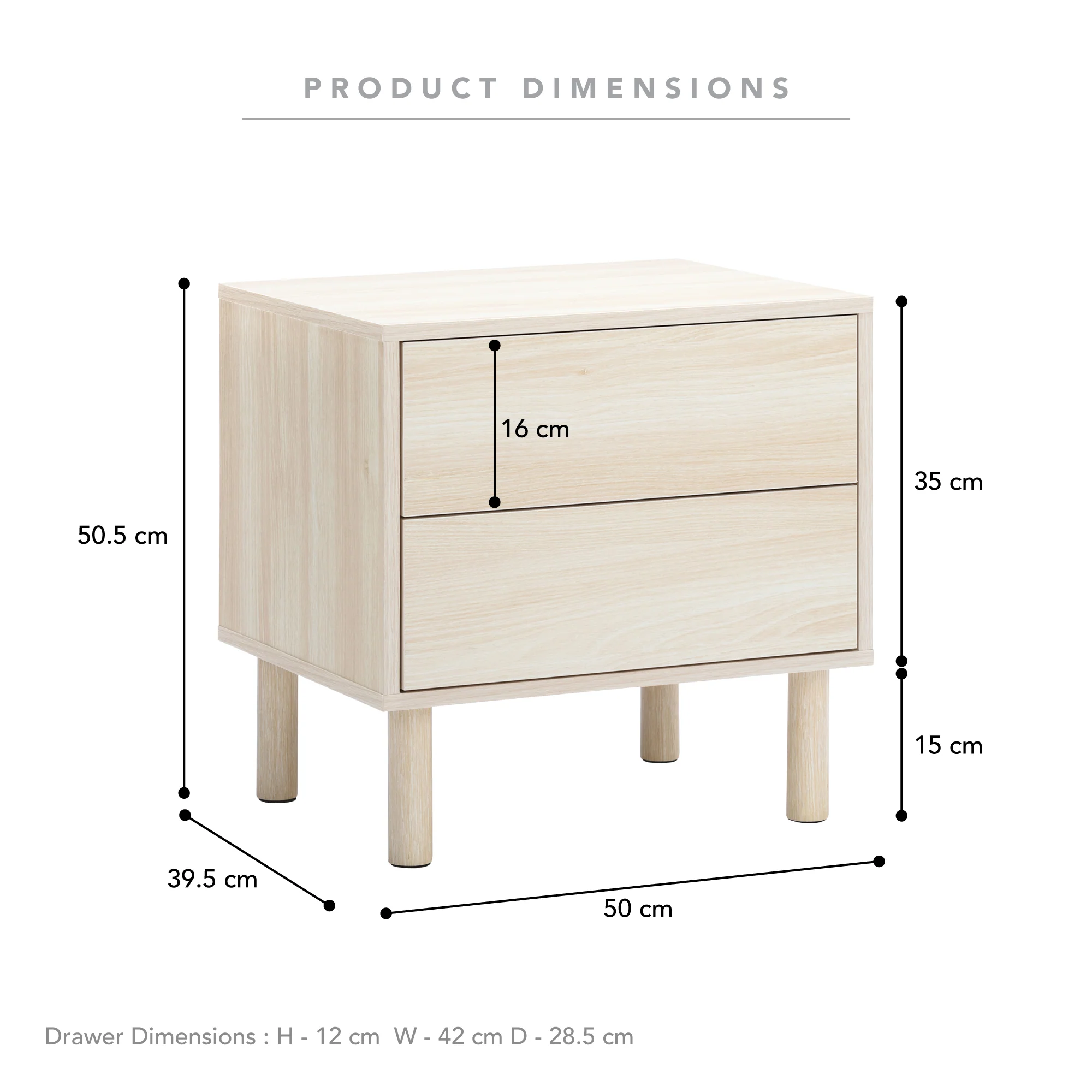 Norquay Bedside Table Light Oak (Set of 2) - Image 3
