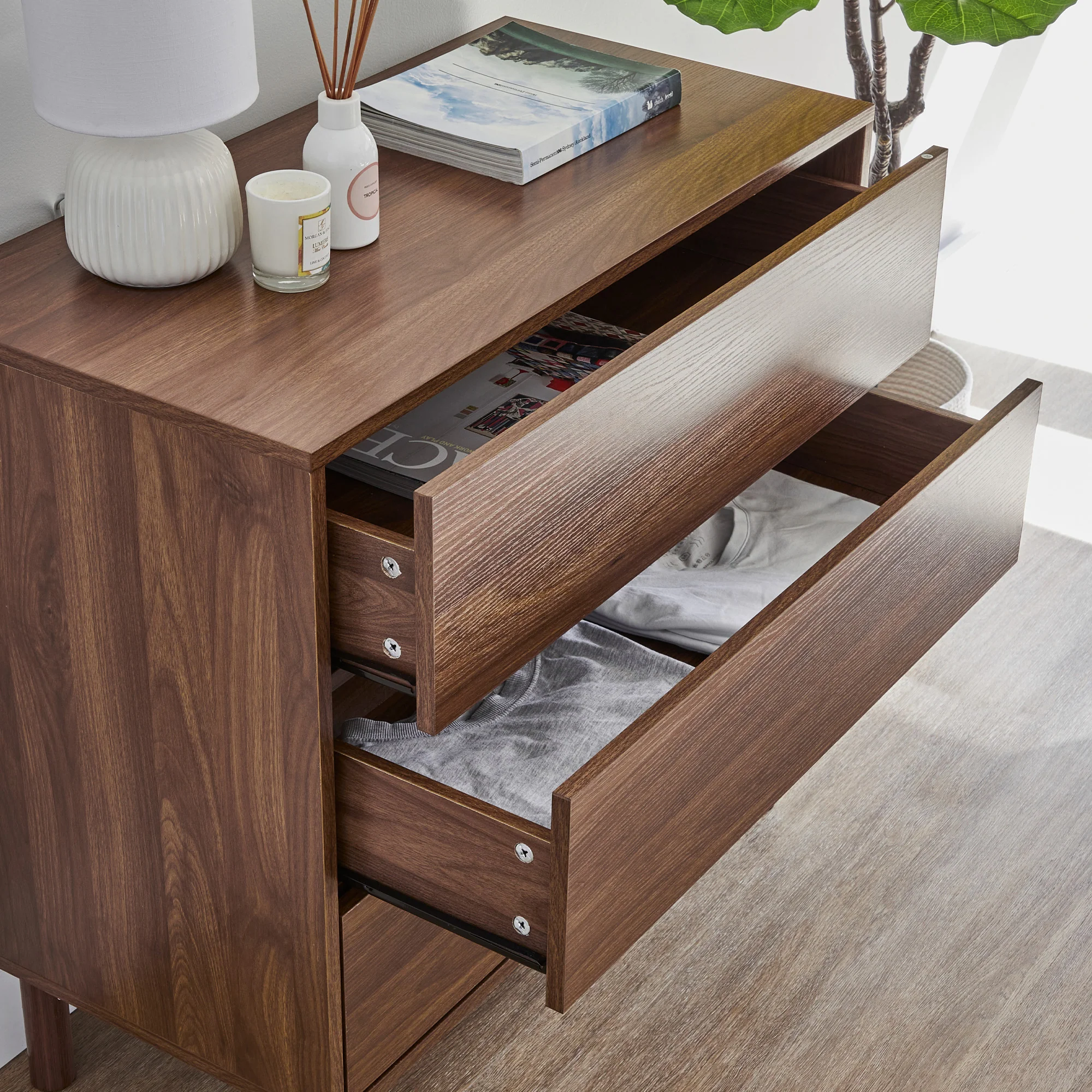 Norquay Chest of 3 Drawers Walnut - Image 5