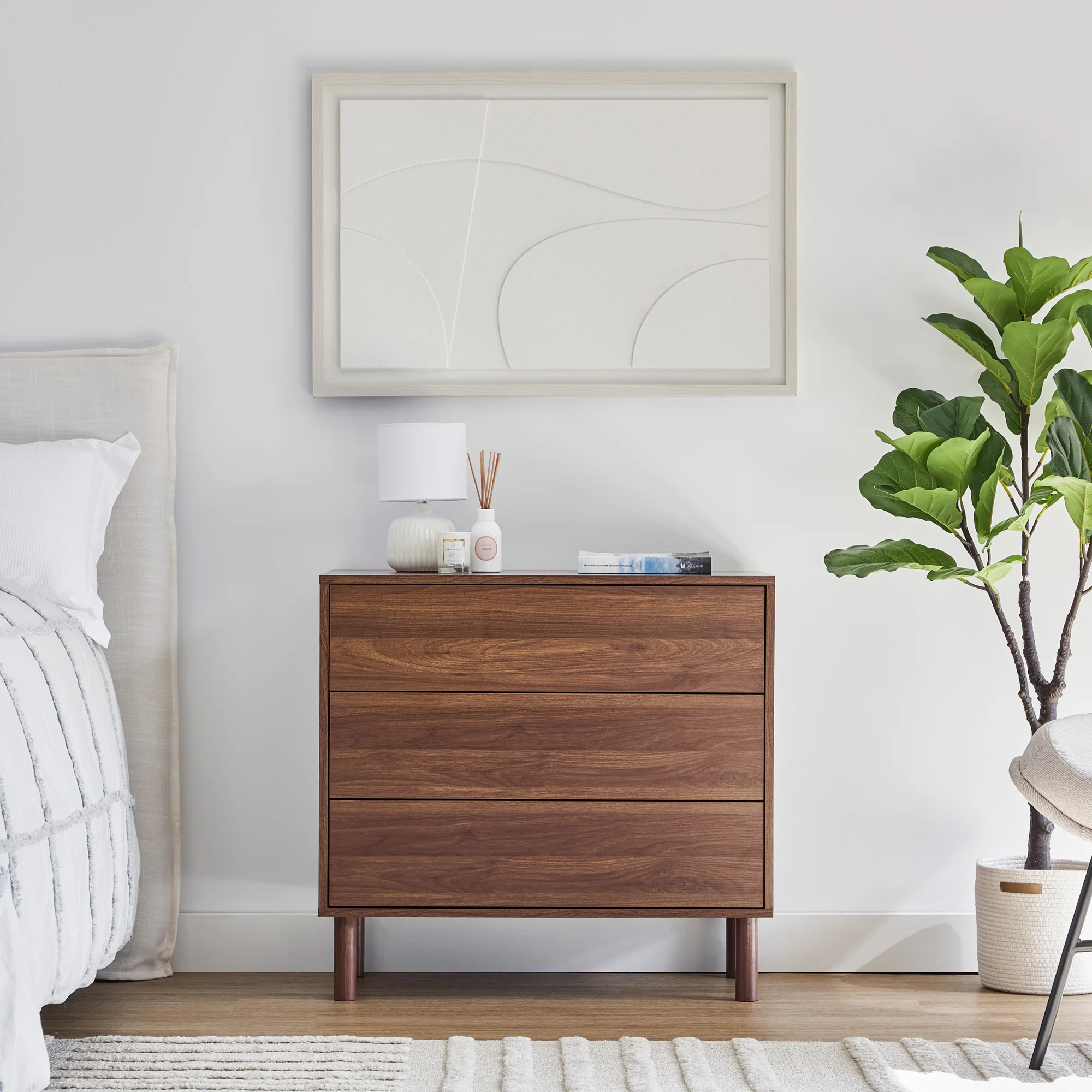 Norquay Chest of 3 Drawers Walnut - Image 6