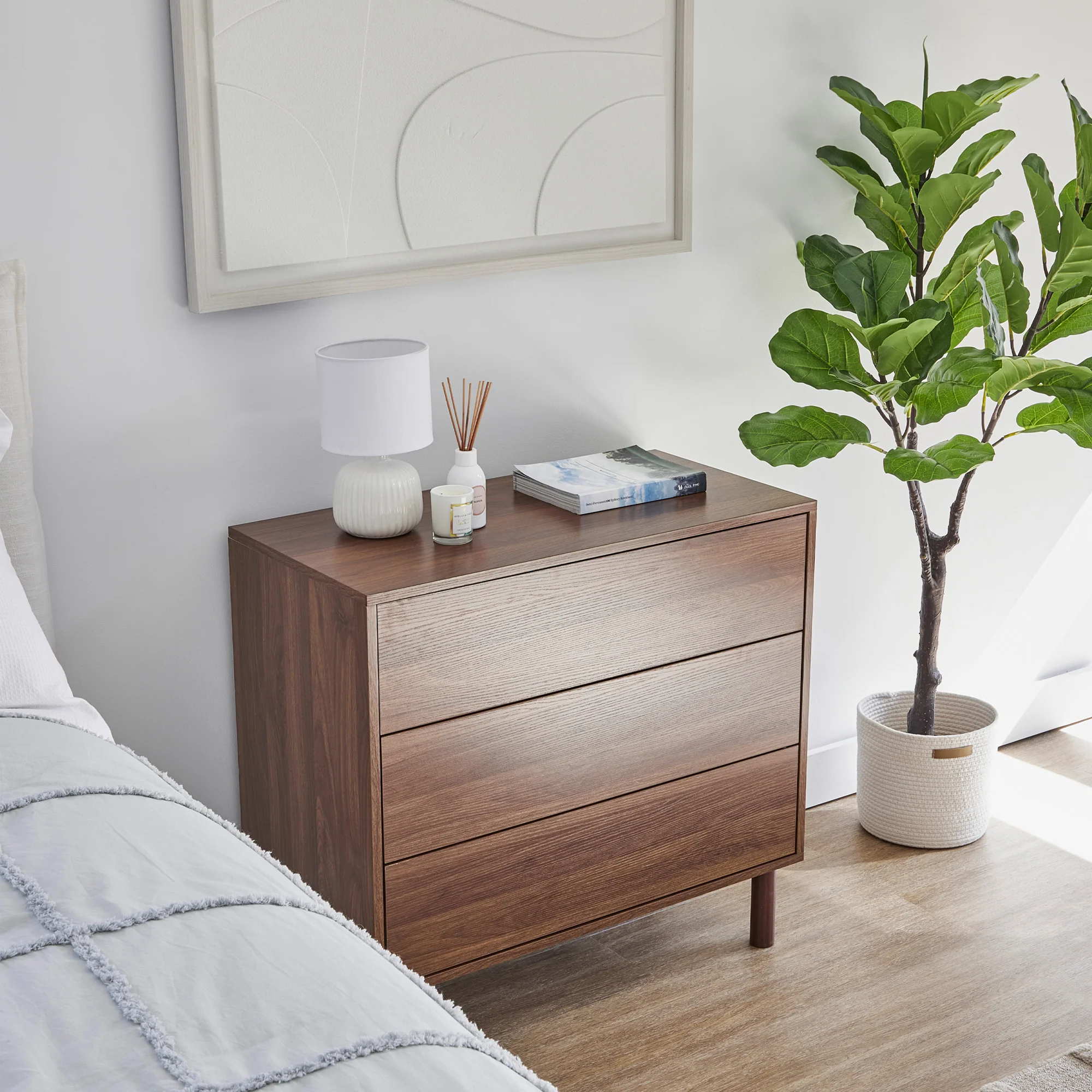 Norquay Chest of 3 Drawers Walnut - Image 8
