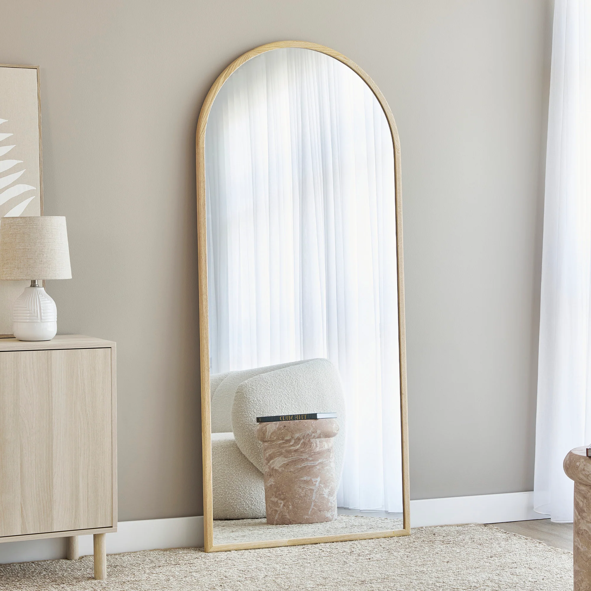 Oakleigh 180cm Arch Solid Oak Mirror Natural