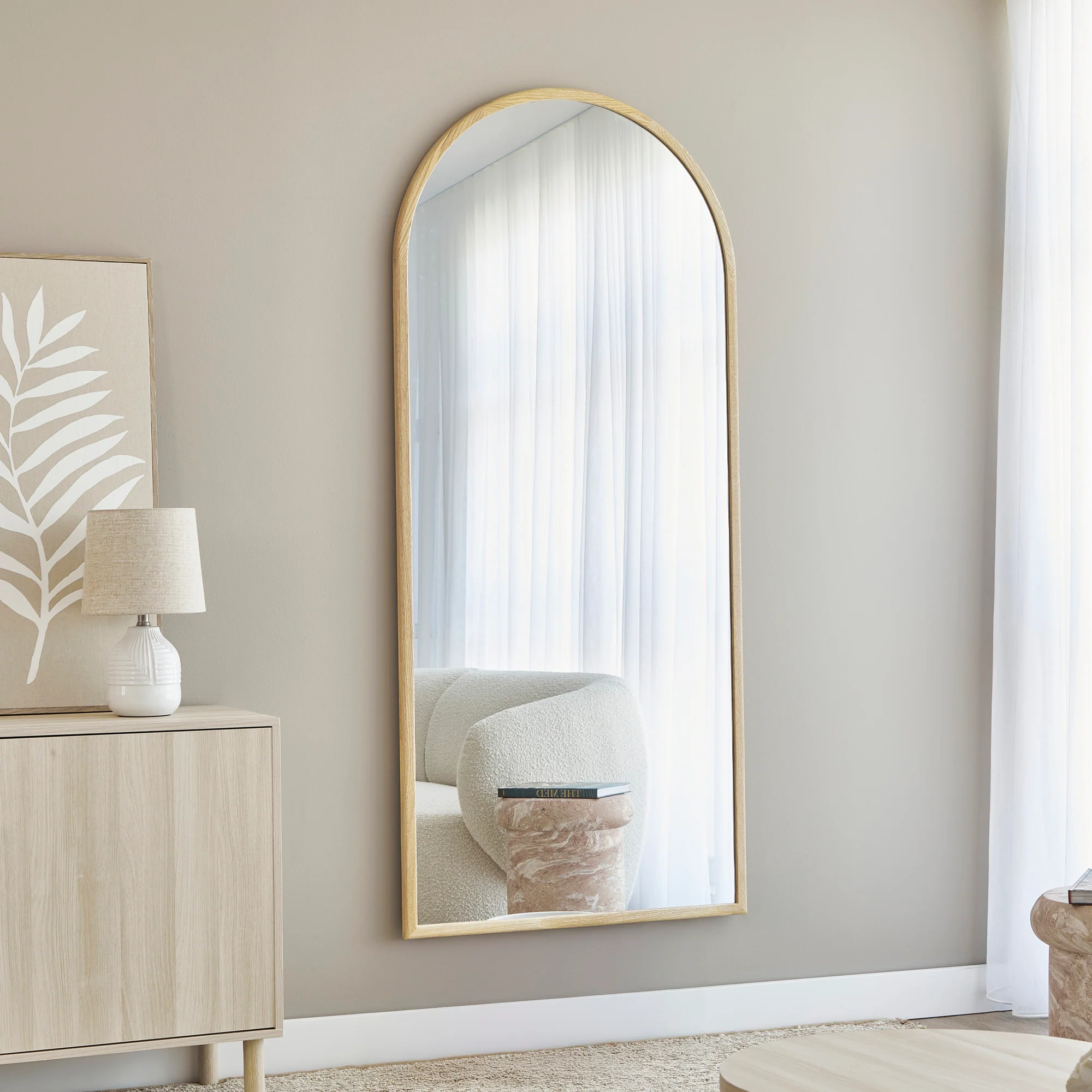 Oakleigh 180cm Arch Solid Oak Mirror Natural - Image 5