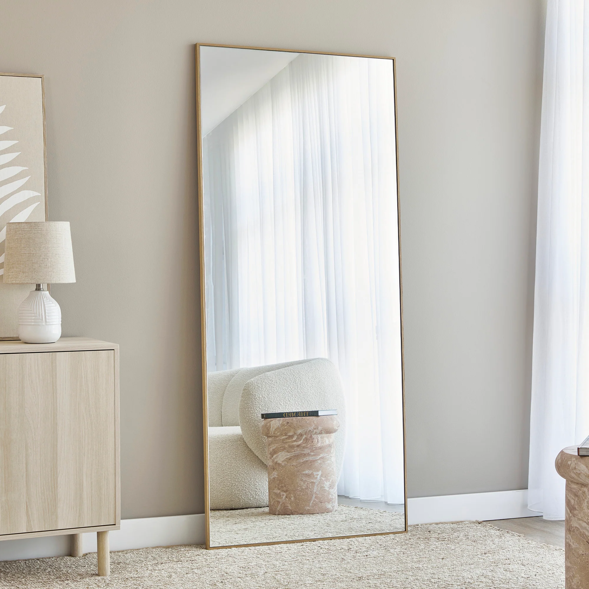 Oakleigh 180cm Rectangle Solid Oak Mirror Natural