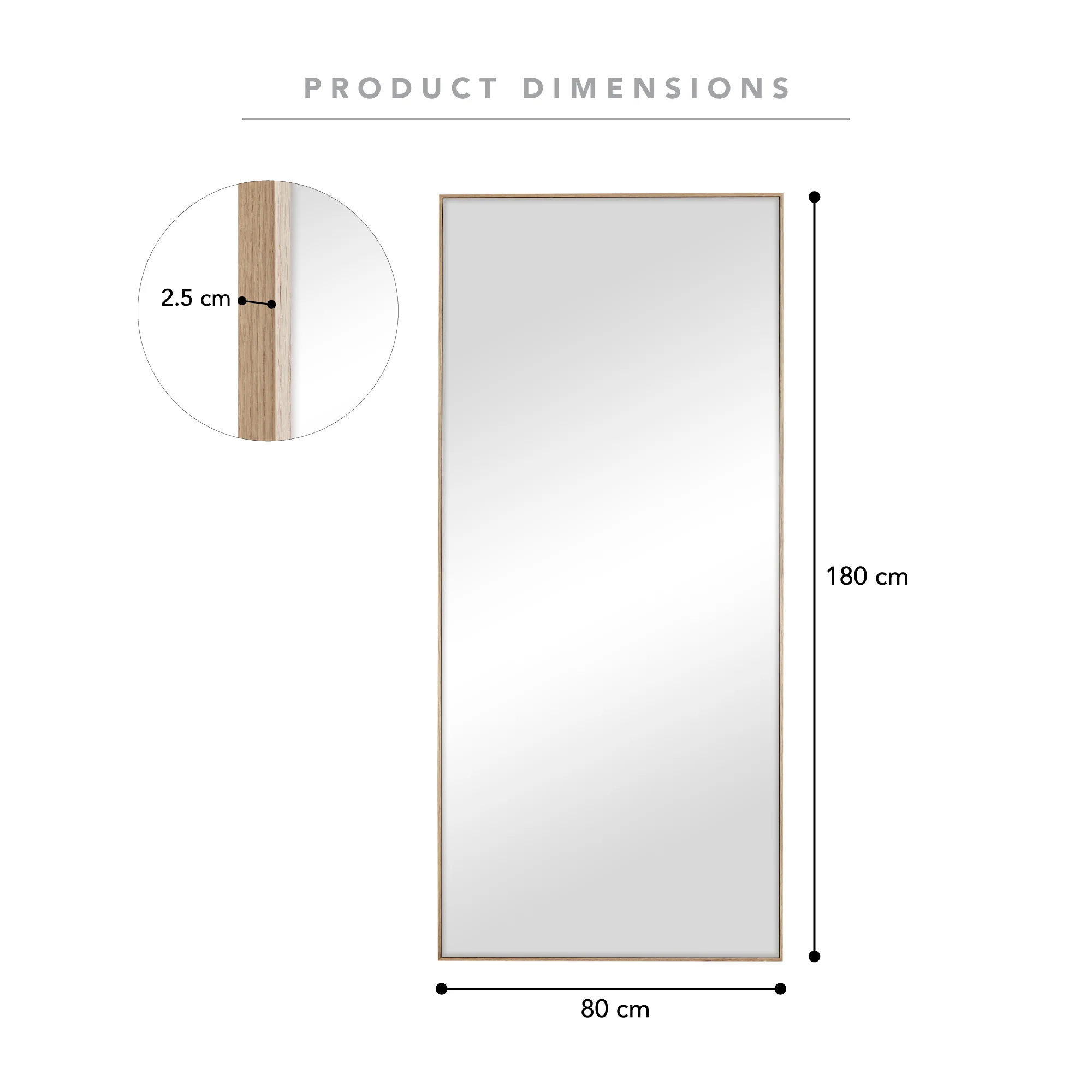 Oakleigh 180cm Rectangle Solid Oak Mirror Natural - Image 3