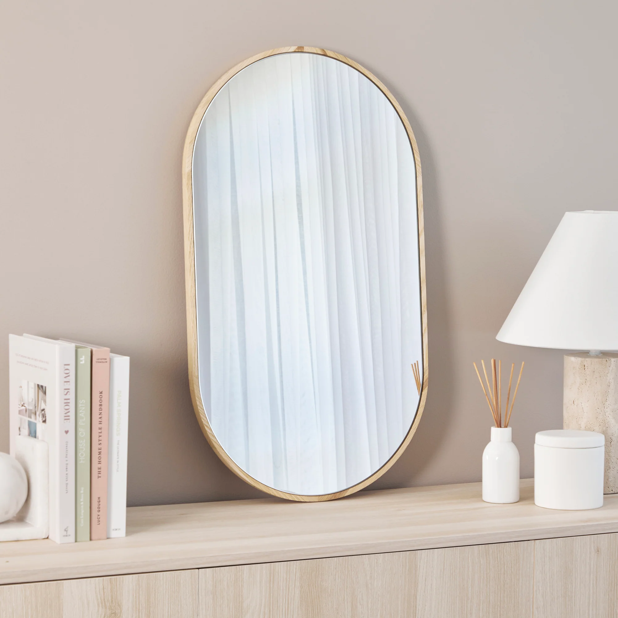 Oakleigh 70cm Oval Solid Oak Mirror Natural