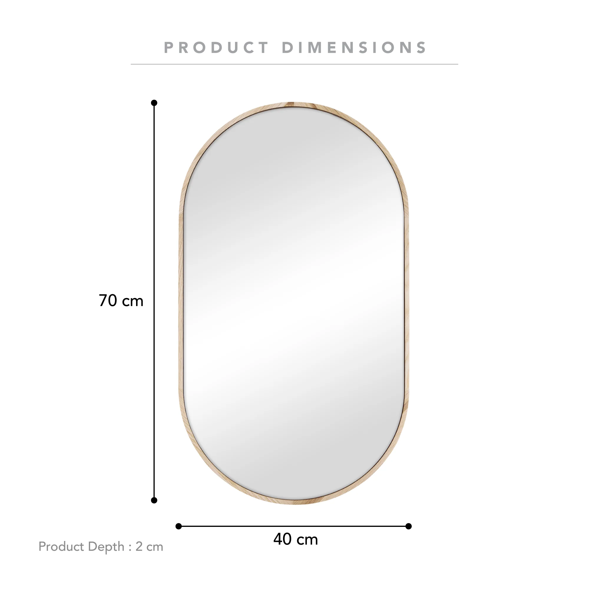 Oakleigh 70cm Oval Solid Oak Mirror Natural - Image 3