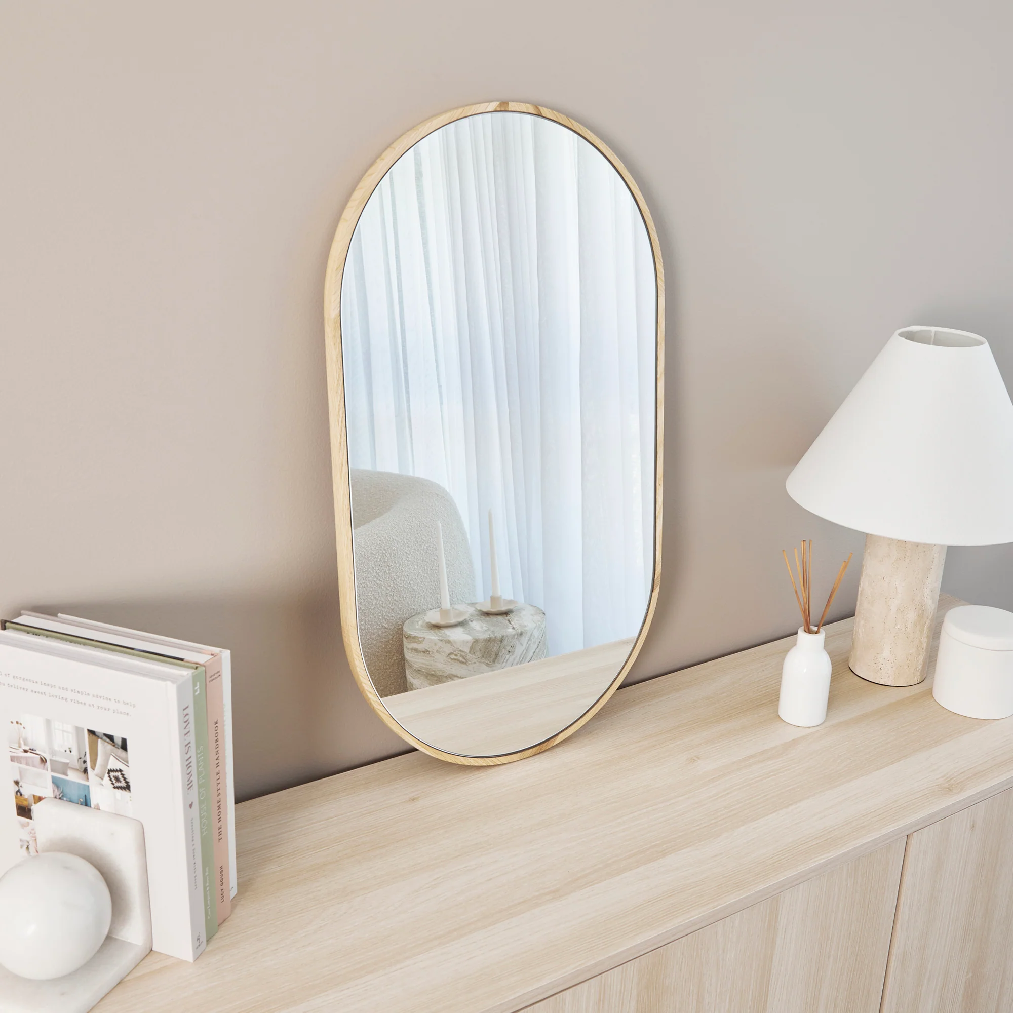 Oakleigh 70cm Oval Solid Oak Mirror Natural - Image 6