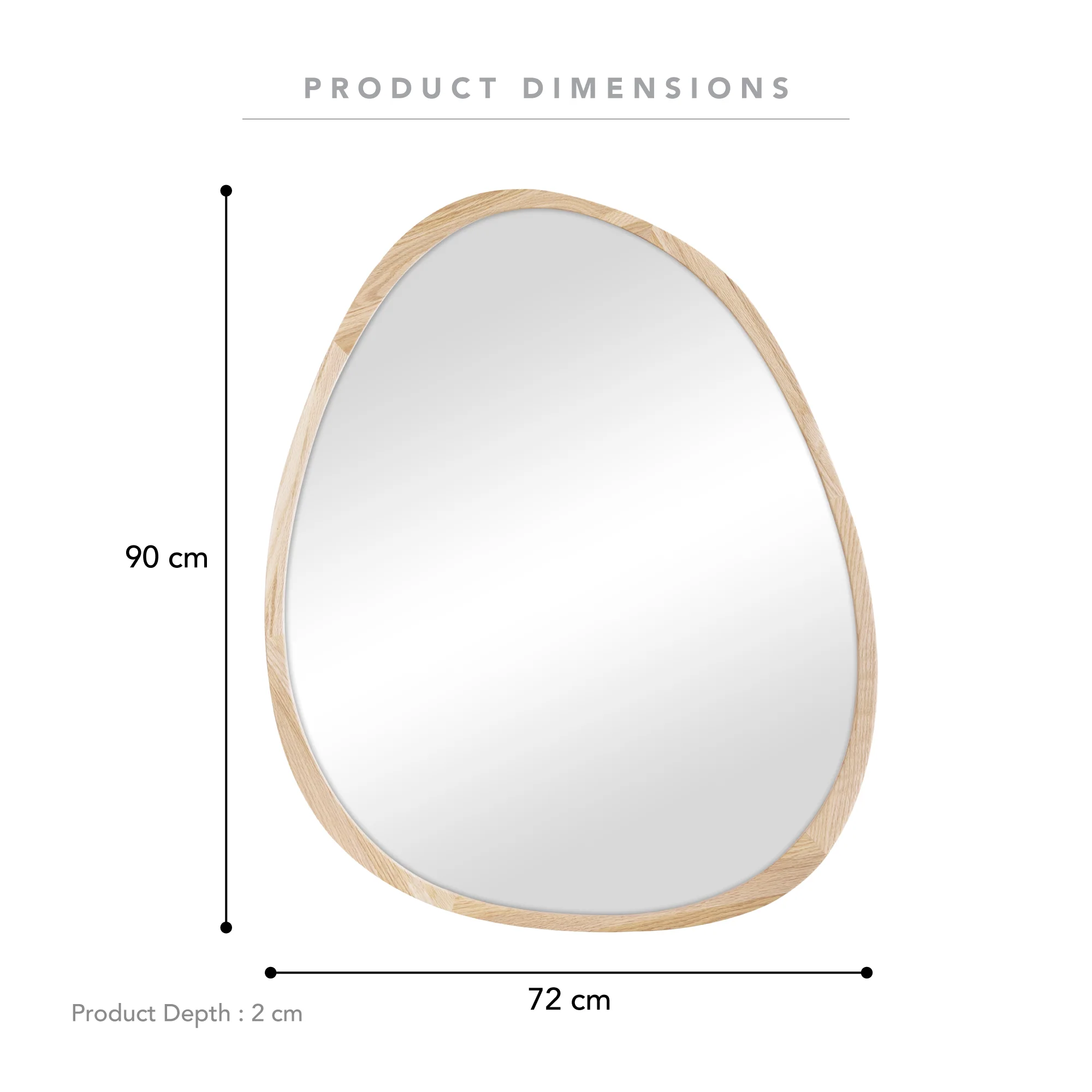 Oakleigh 72cm Organic Pebble Solid Oak Mirror Natural - Image 3