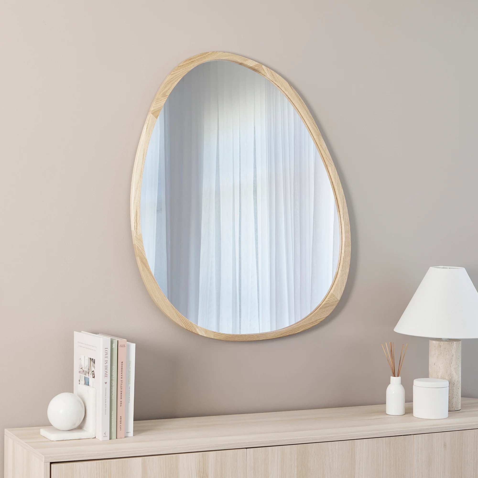 Oakleigh 72cm Organic Pebble Solid Oak Mirror Natural - Image 4