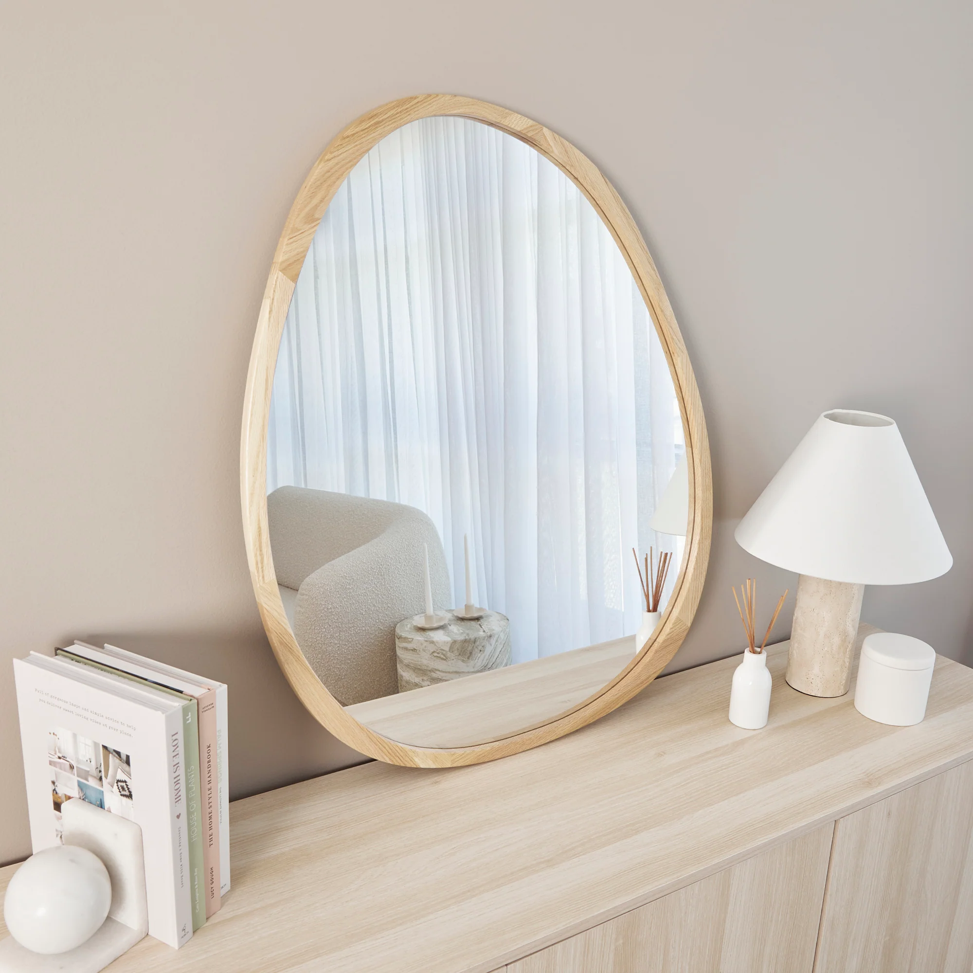 Oakleigh 72cm Organic Pebble Solid Oak Mirror Natural - Image 6