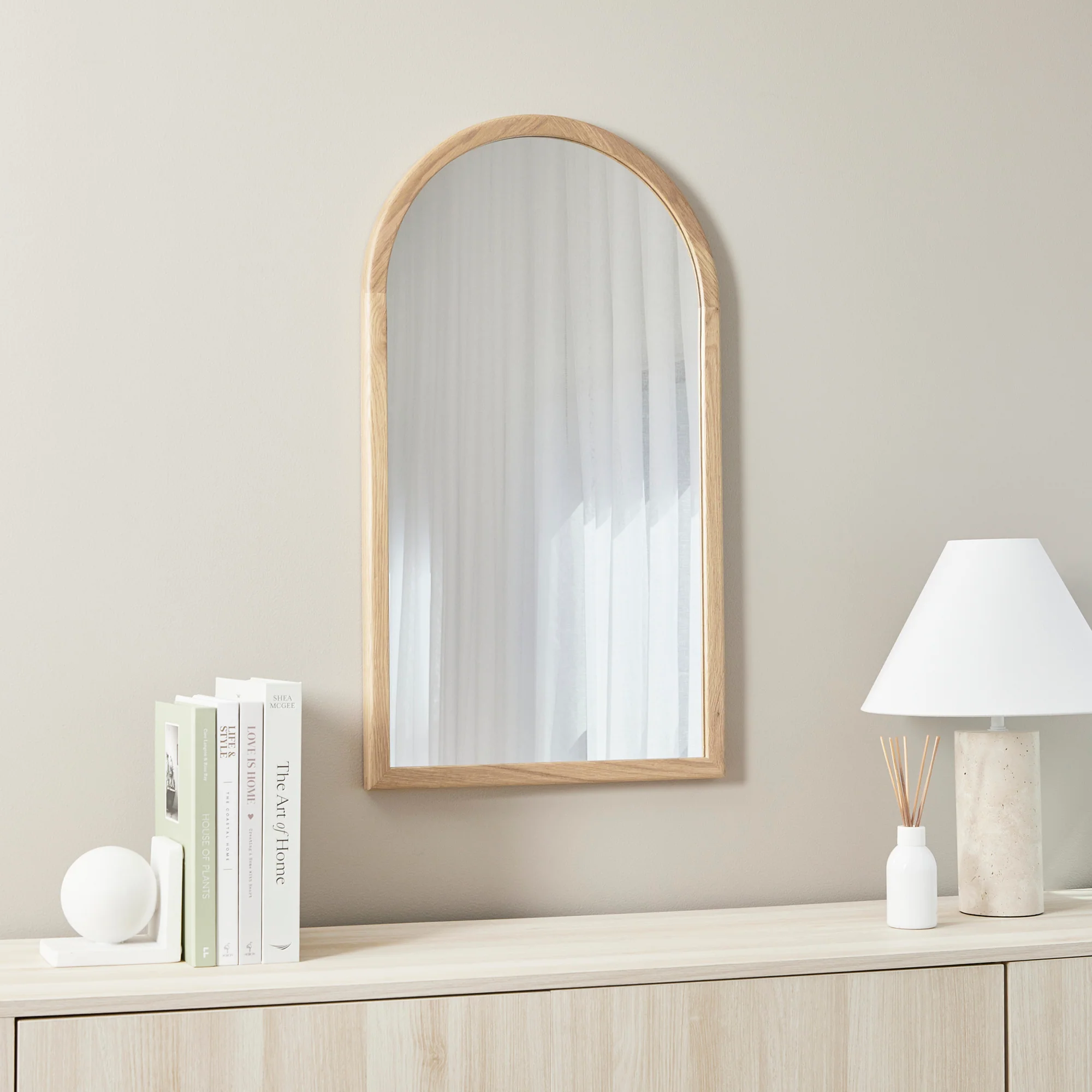 Oakleigh 80cm Solid Oak Arch Mirror Natural - Image 4