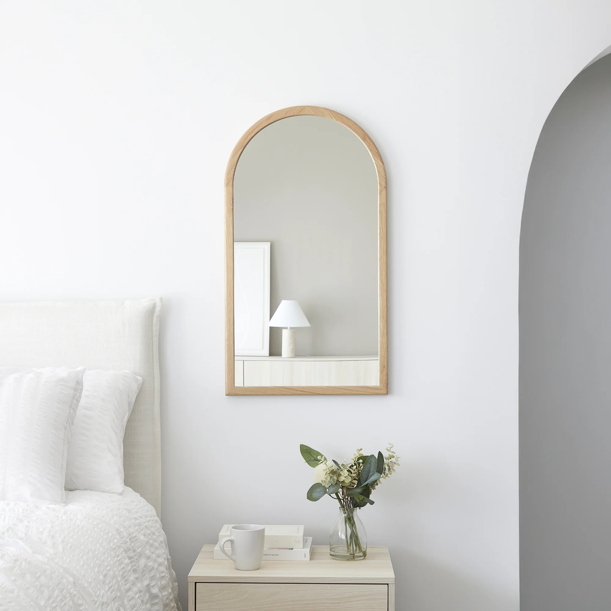 Oakleigh 80cm Solid Oak Arch Mirror Natural - Image 6