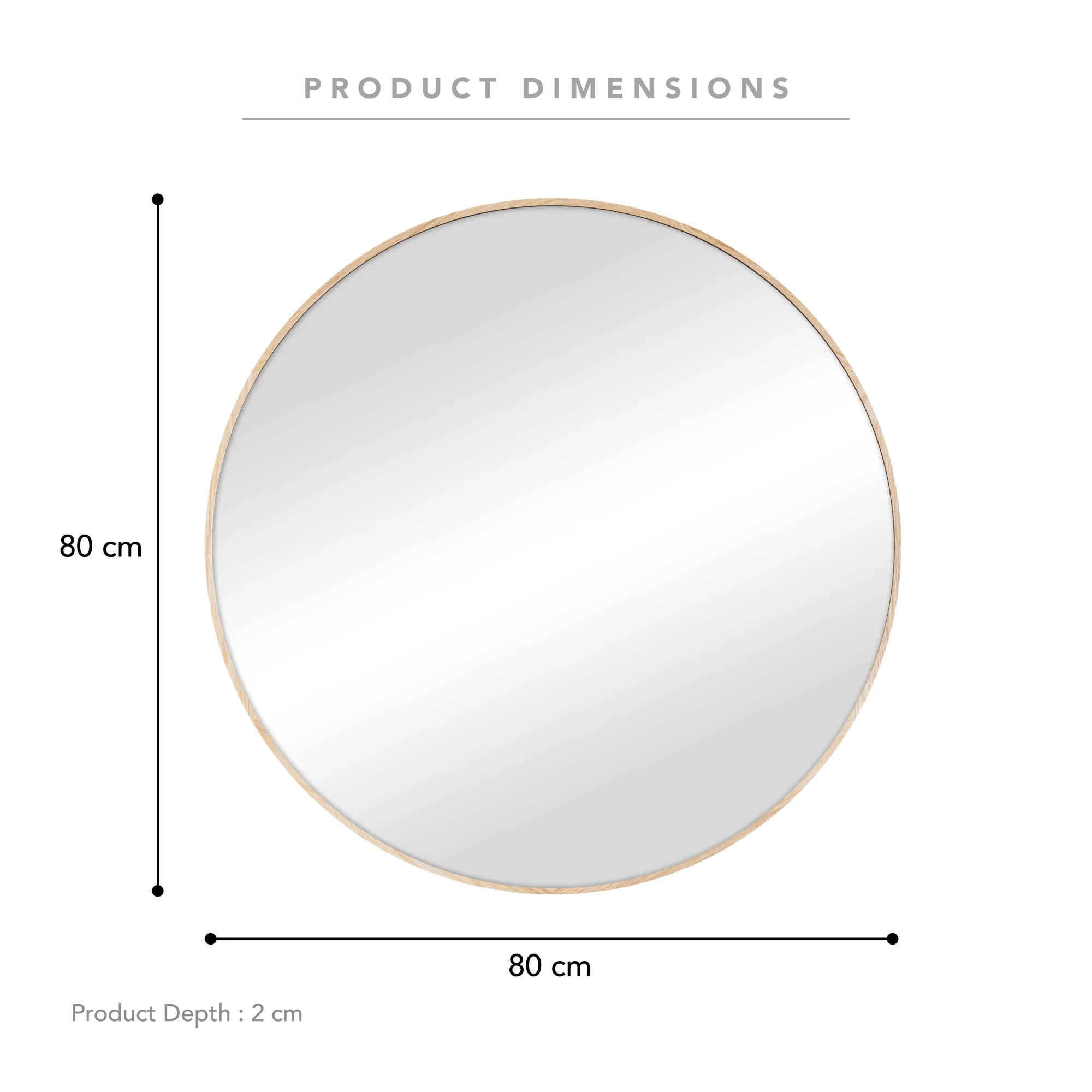 Oakleigh 80cm Round Solid Oak Mirror Natural - Image 3