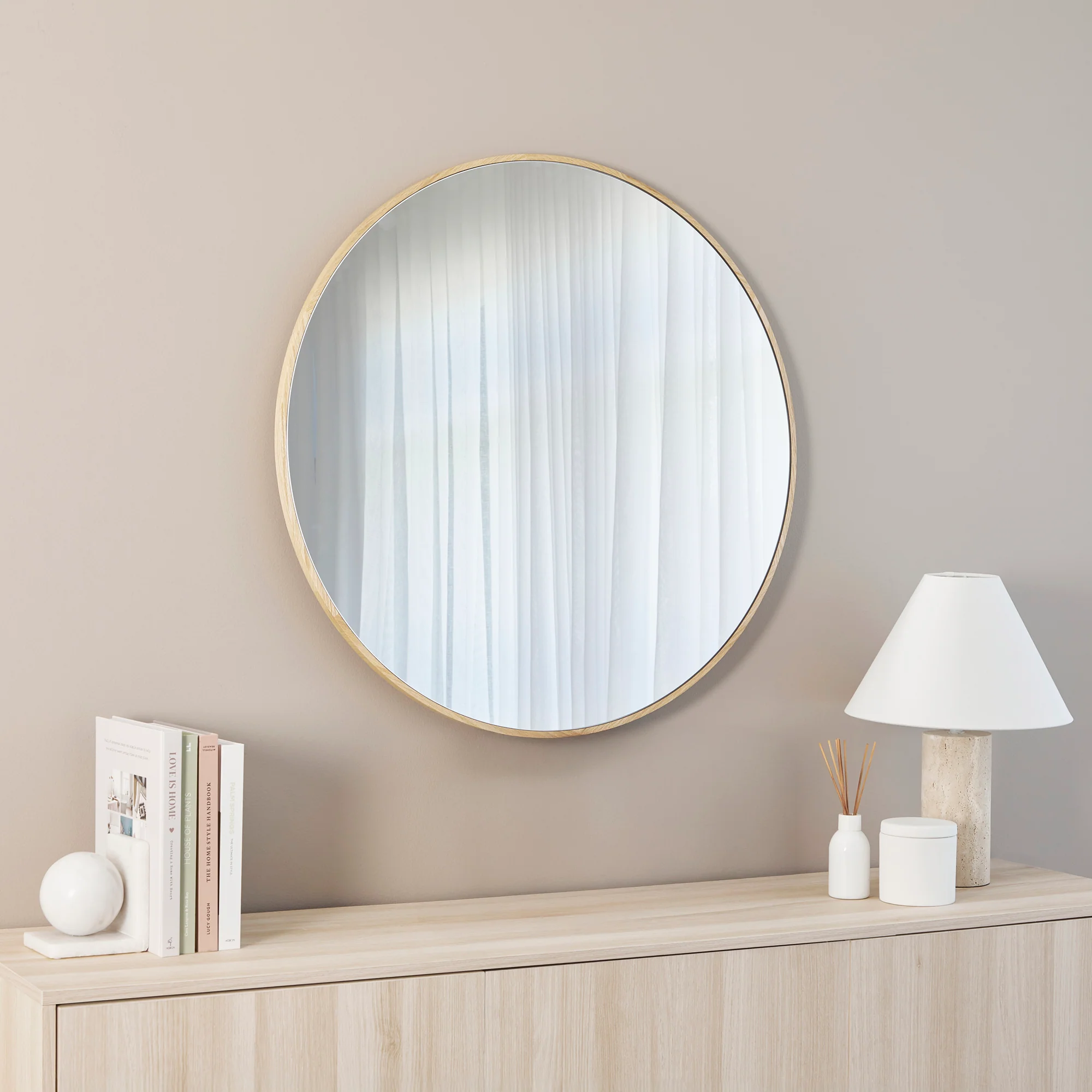 Oakleigh 80cm Round Solid Oak Mirror Natural - Image 4