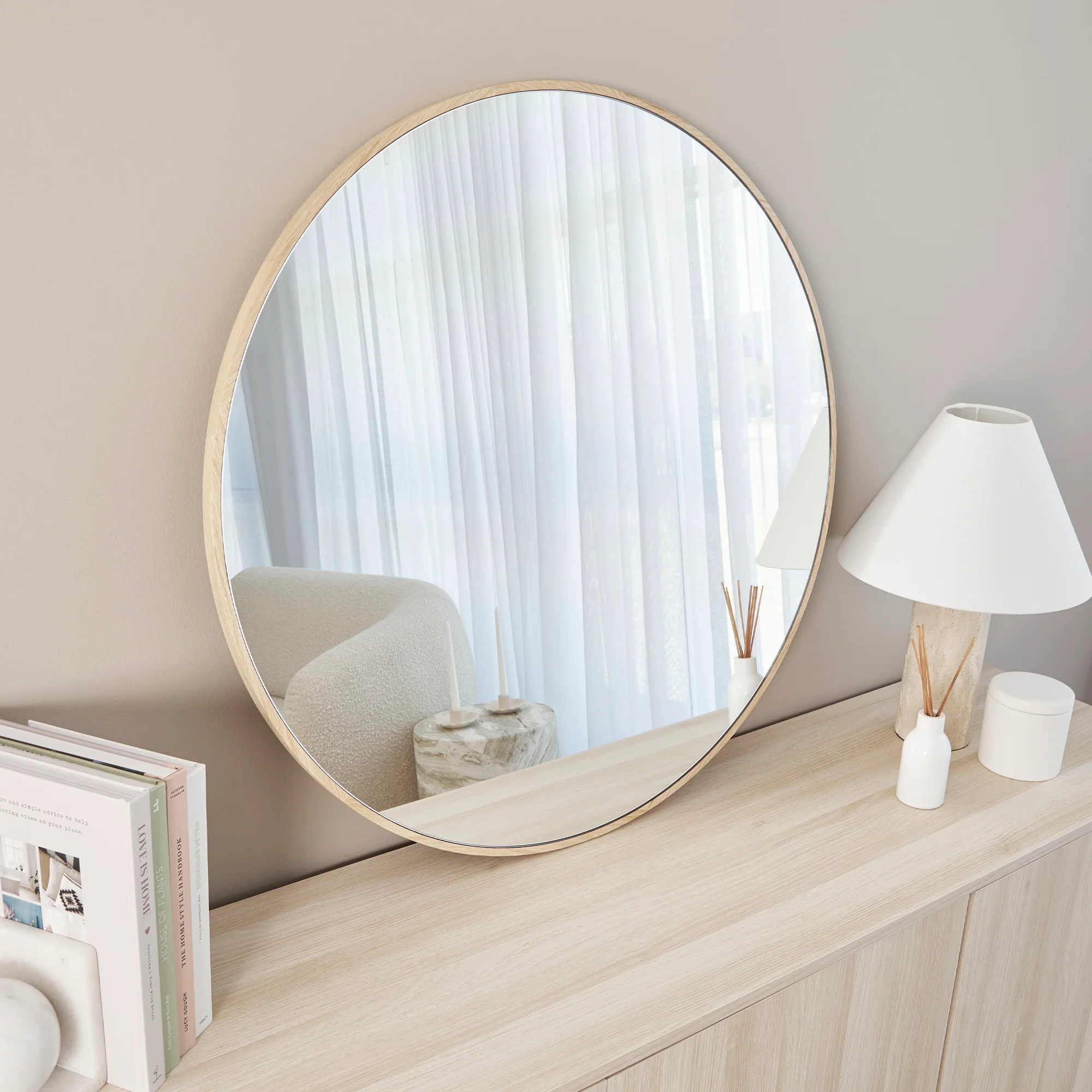 Oakleigh 80cm Round Solid Oak Mirror Natural - Image 6