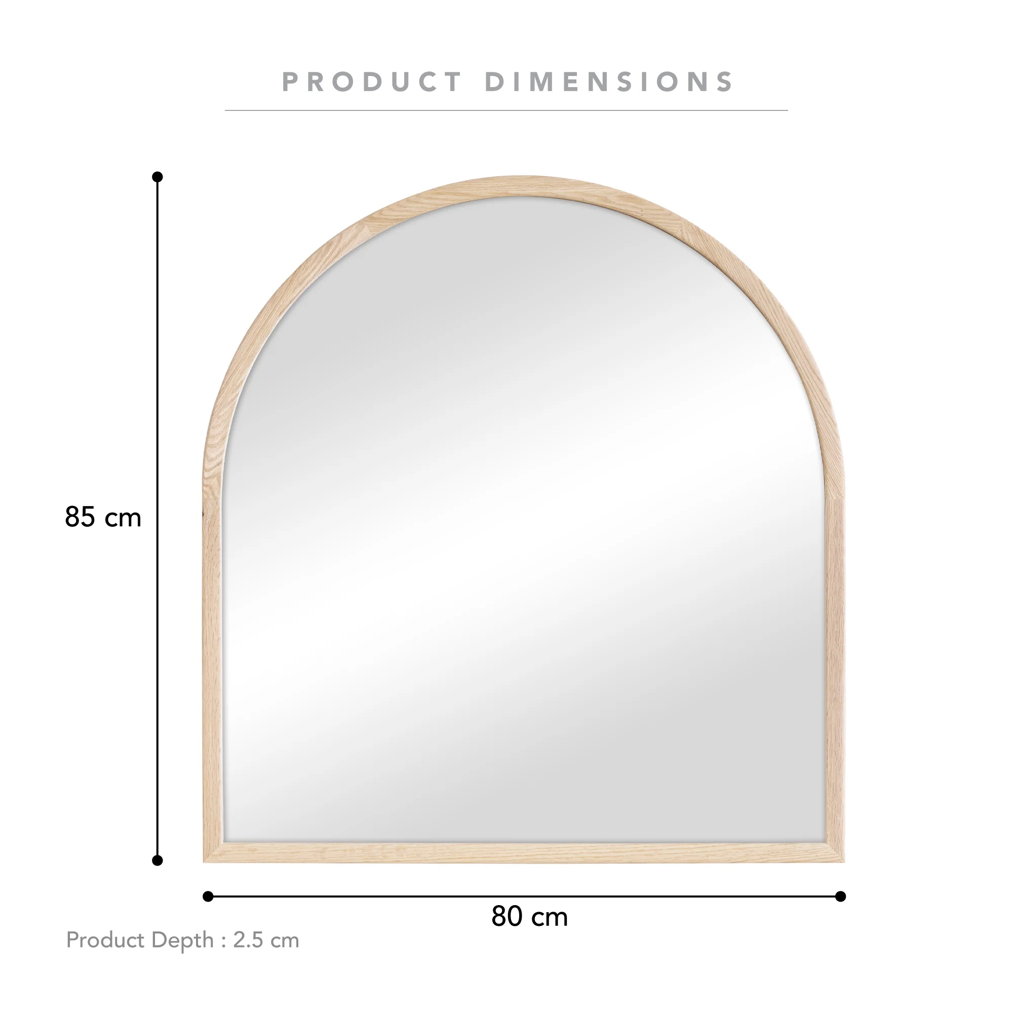 Oakleigh 85cm Arch Solid Oak Mirror Natural - Image 3