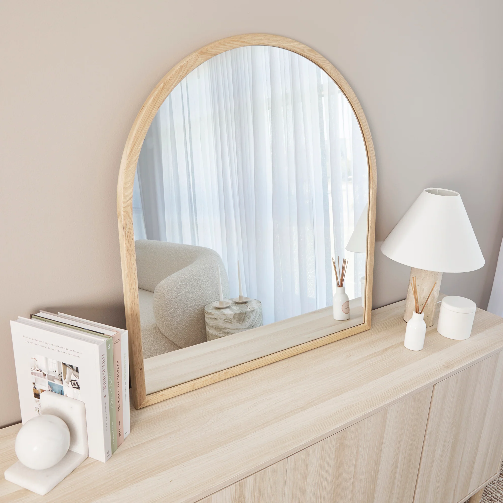 Oakleigh 85cm Arch Solid Oak Mirror Natural - Image 7